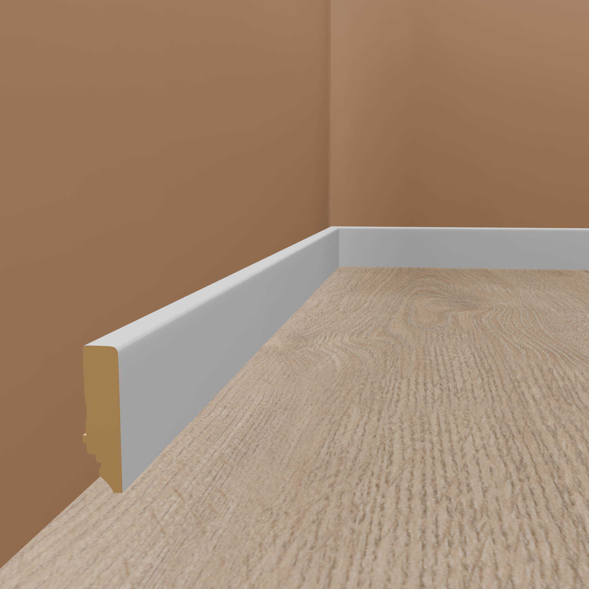 Neuhofer Sockelleiste "Predosa" FU087L MDF 19 x 70 x 2400 mm Weiß Fußleiste