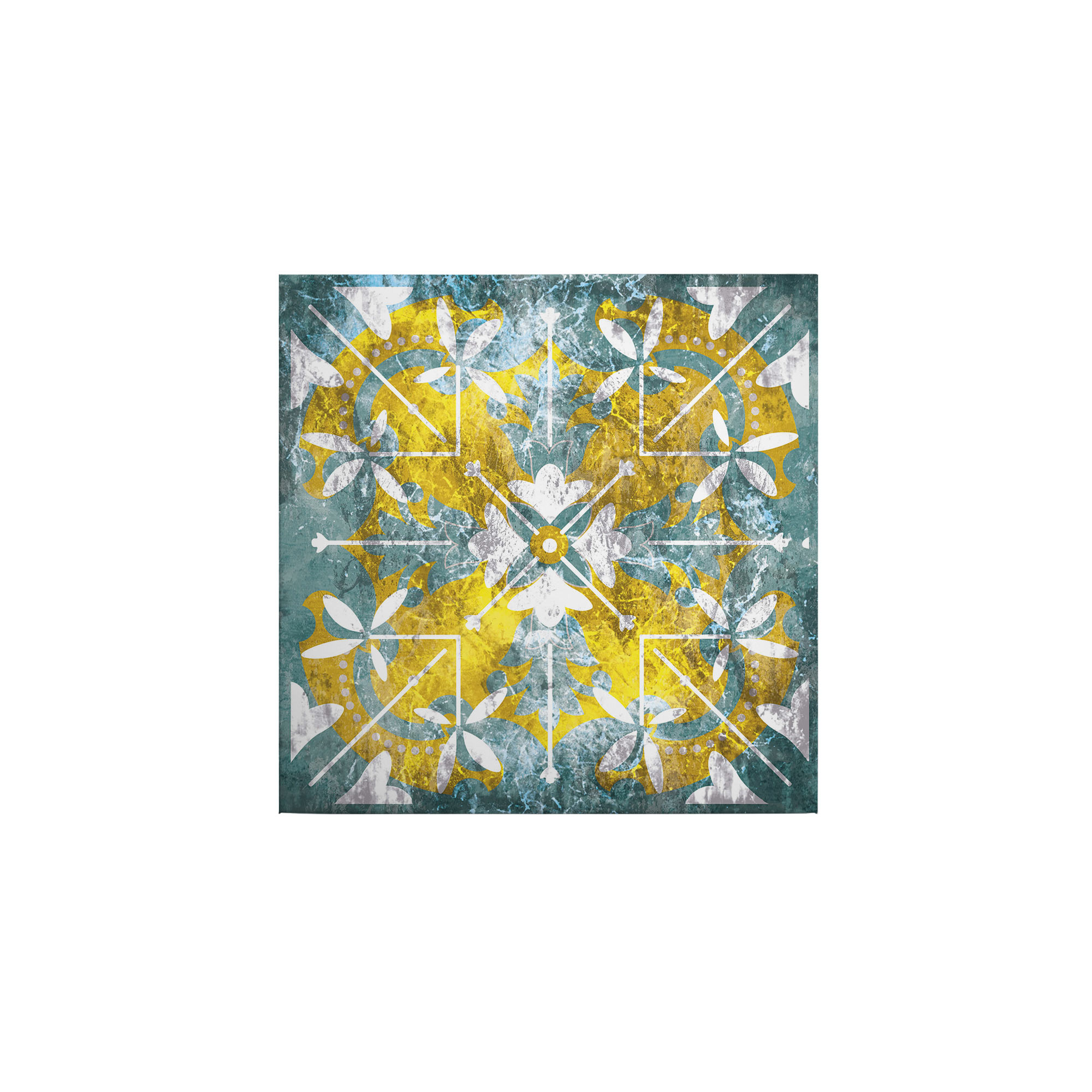 Tadessi Leinwandbild Retro Vintage Abstrakt - 50 x 50 cm - M1-No.50543 - Keilrahmen in Gelb Blau