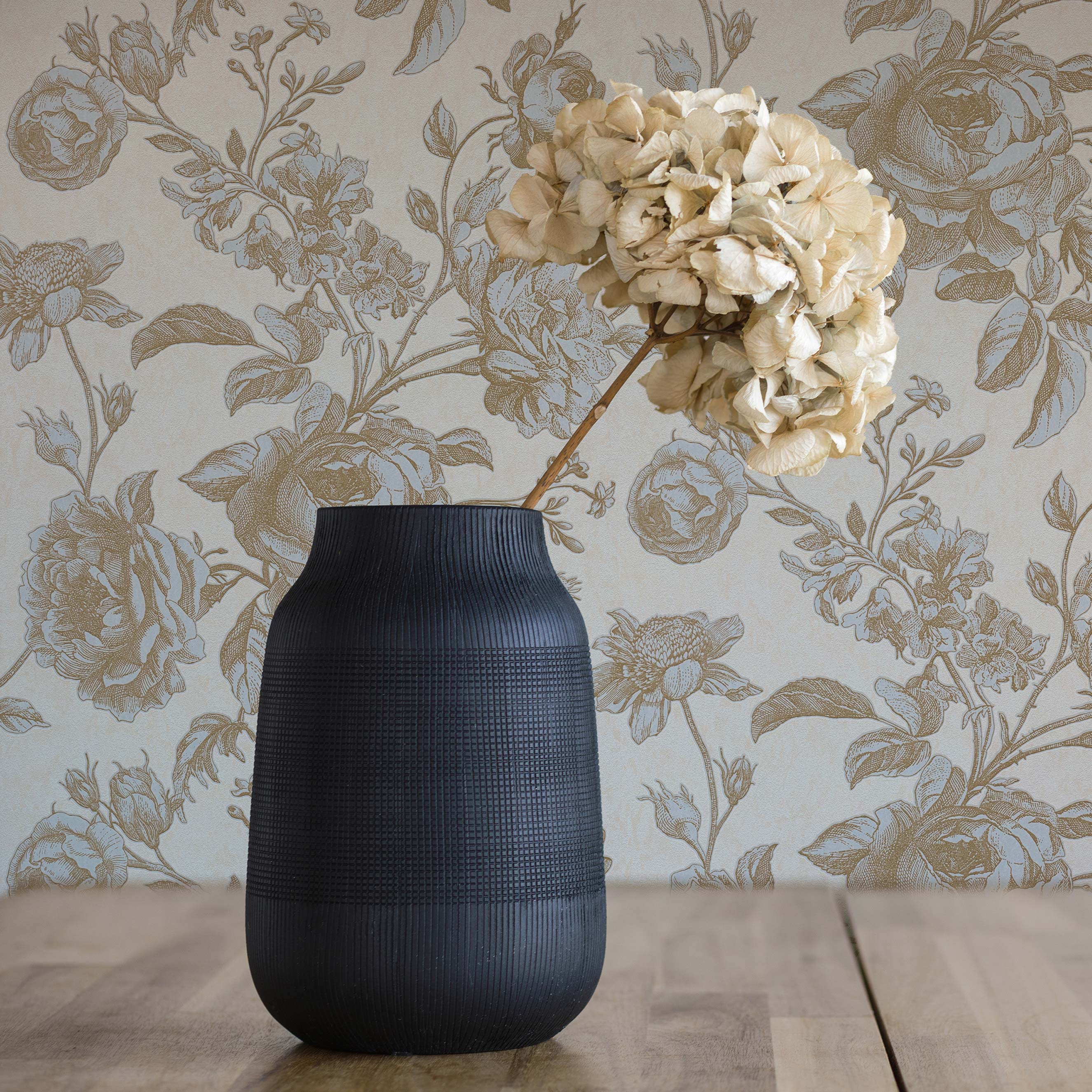 Tapete Blumen Lenni M1-No.1840 Vliestapete Gold Hellbeige Floral Natur