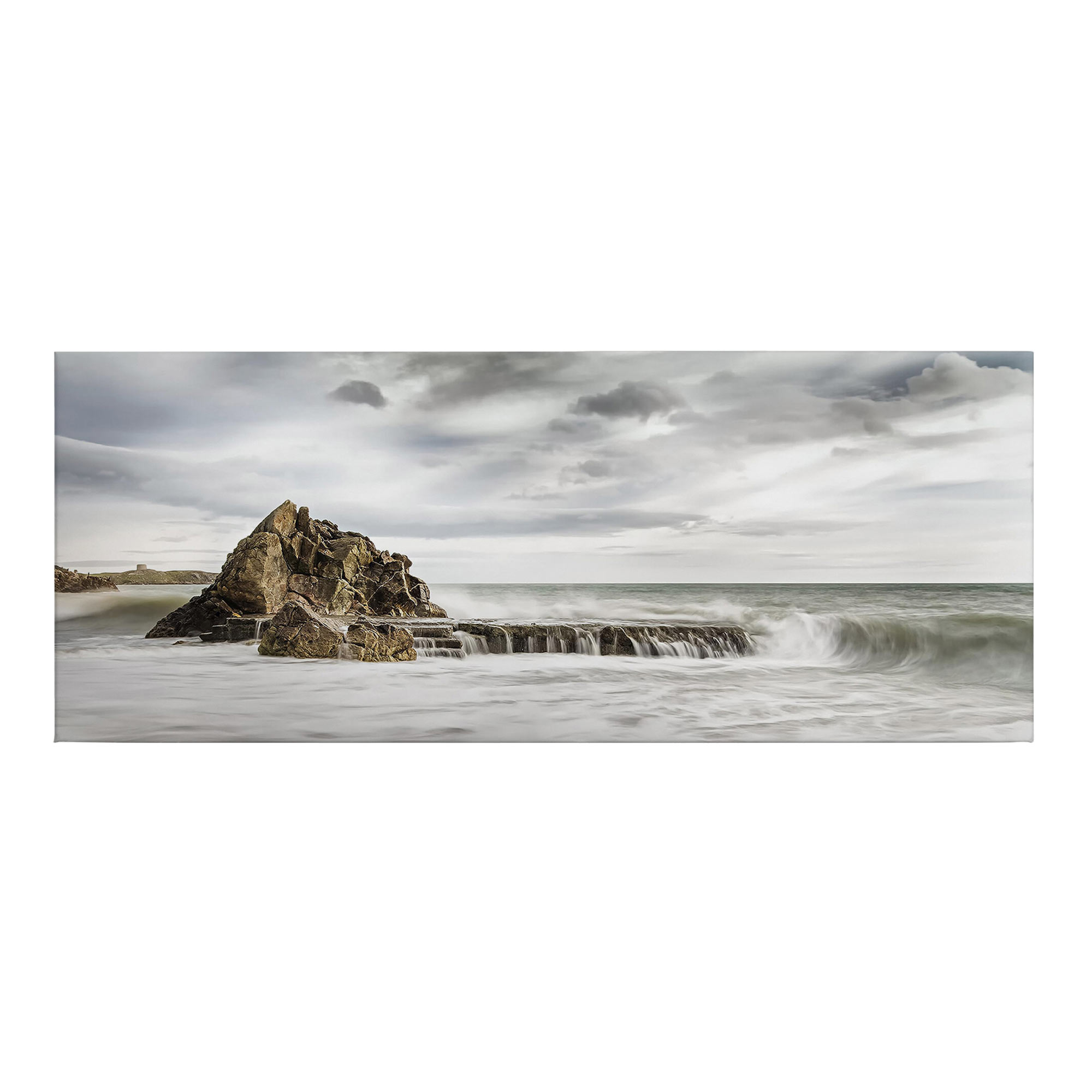 Tadessi Leinwandbild Meer - 40 x 100 cm - M1-No.50461 - Keilrahmen in Blau Grau
