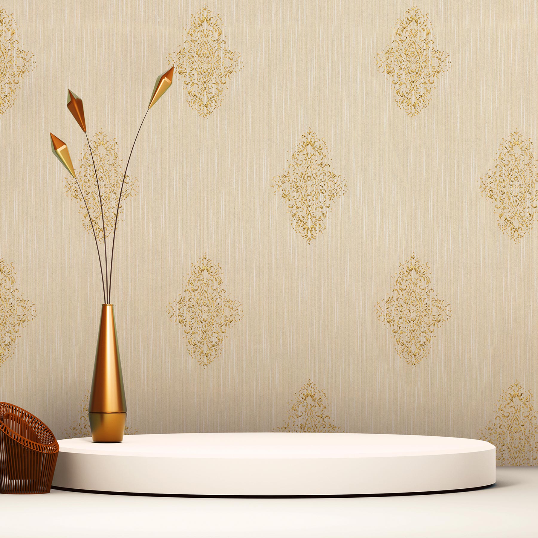 Tapete Barock Gioele M1-No.2262 Vliestapete Creme Gold Ornament Klassik Barocktapete
