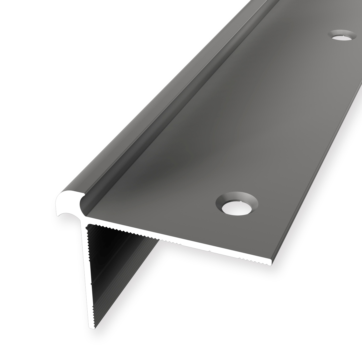 Perfil de borde de escalera 32 x 42 x 2500 mm, perfil angular de aluminio, liso, avellanado, perforado, Küberit