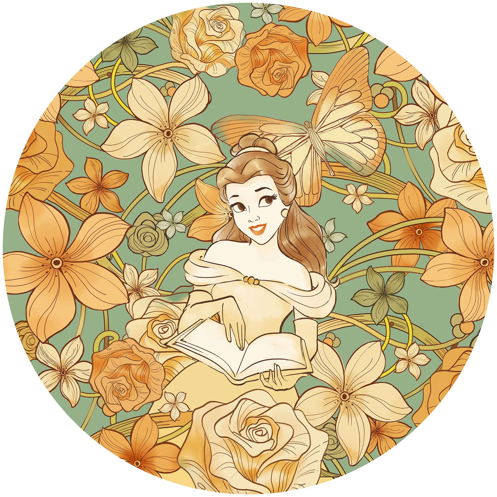 Komar Fototapete Disney Dot Belle Spirit of Autumn 125 x 125 cm Vlies Selbstklebend Schöne und Biest