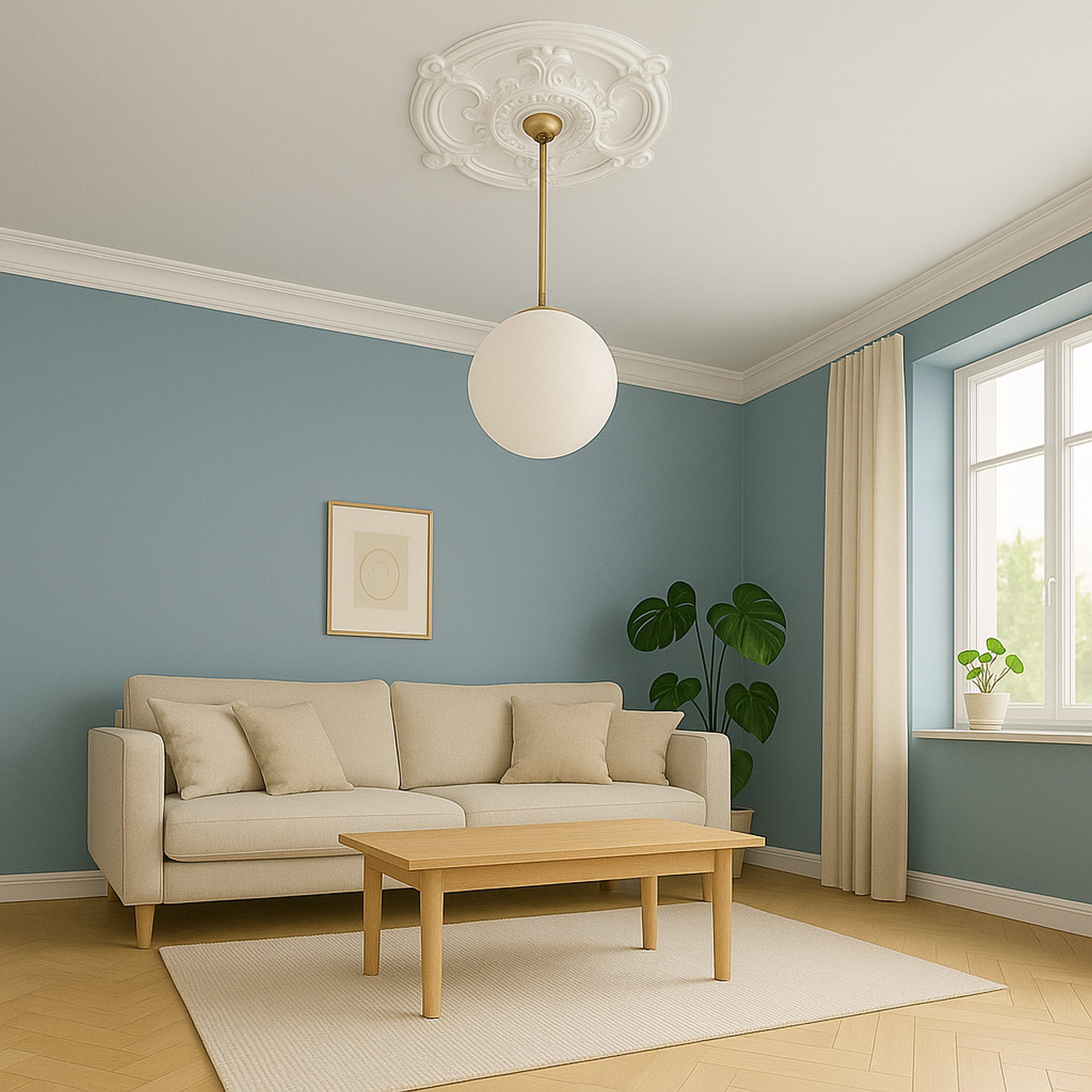 Rosace tendance Marbet R-3 | Ø 40 cm | polystyrène léger blanc