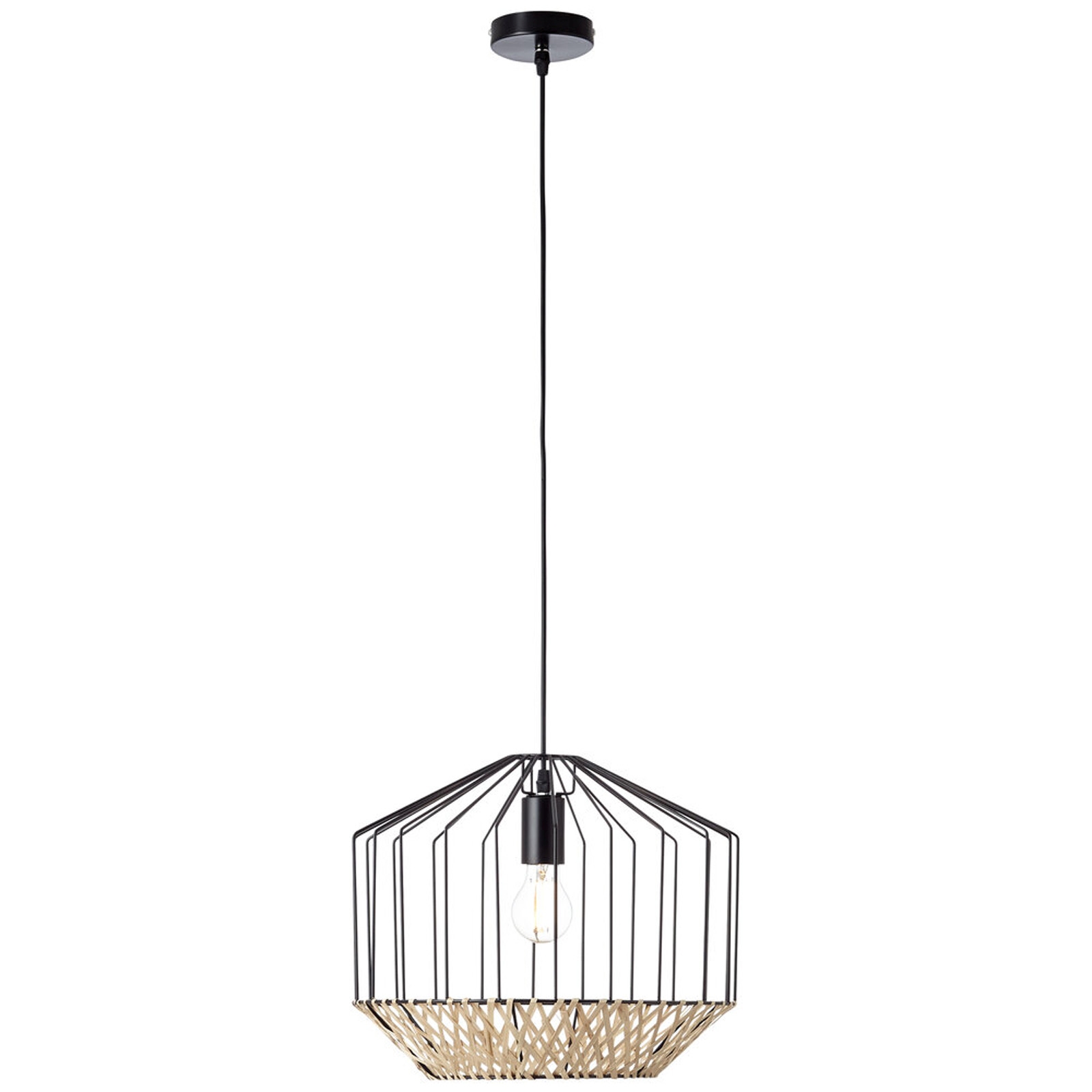 Pendelleuchte 155 x 37 cm Braun Bambus Pendellampe Eckig Natürlich Boho Harmonisch