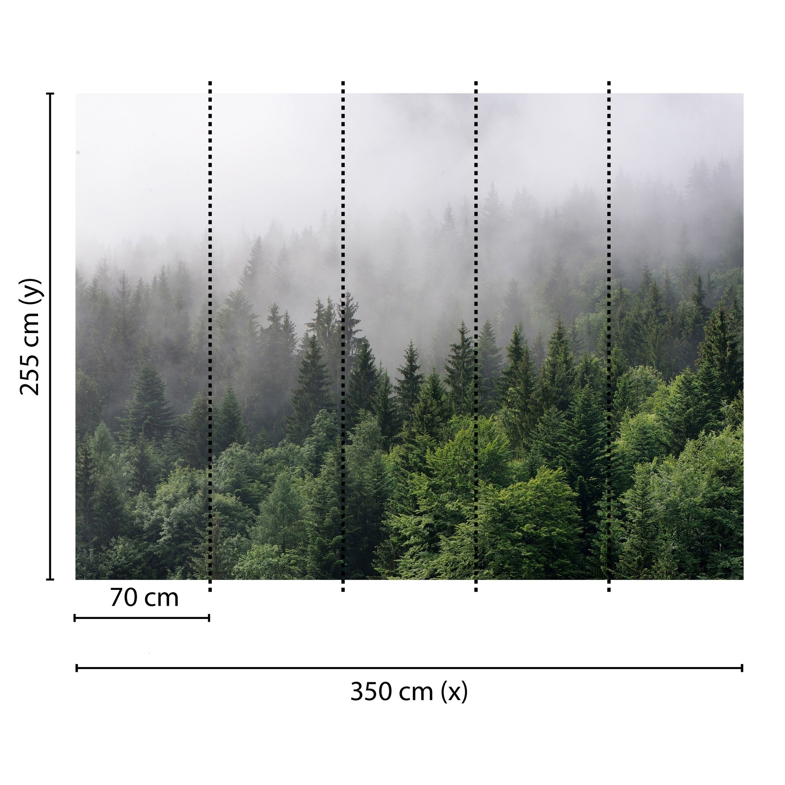 Tadessi Fototapete Wald M1-No.60418 Digitaldruck Tapete Grün Weiß - Landschaft Baum
