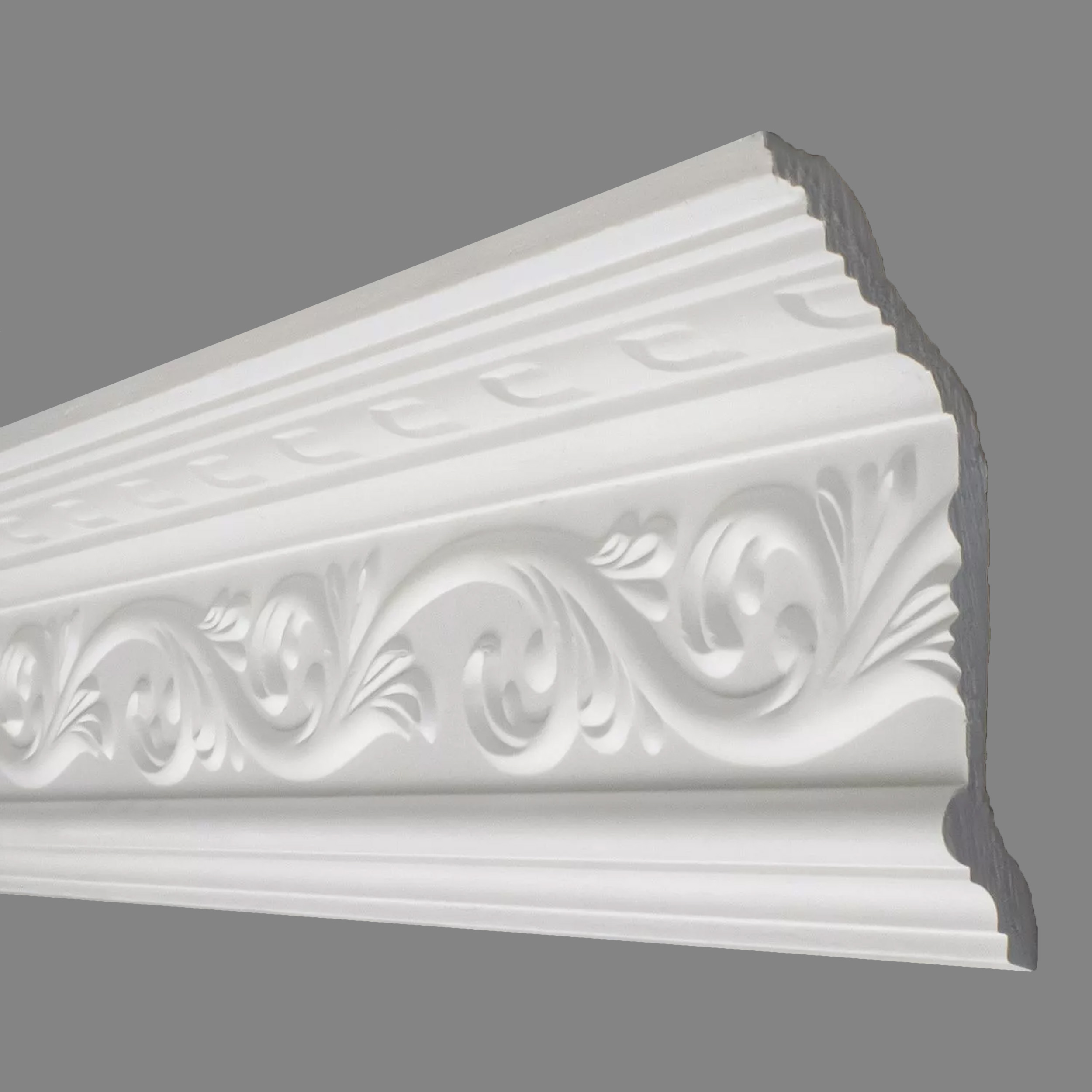 PROVISTON Cornice en plâtre « Rostock » Moulures en plâtre staff 80 x 110 x 1160 mm Plâtre véritable