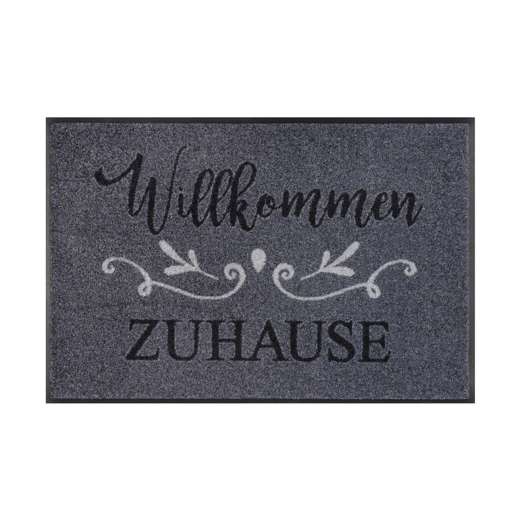 Fußmatte Willkommen Daheim 75 x 50 cm Schmutzfangmatte waschbar Floornovo Trend Design