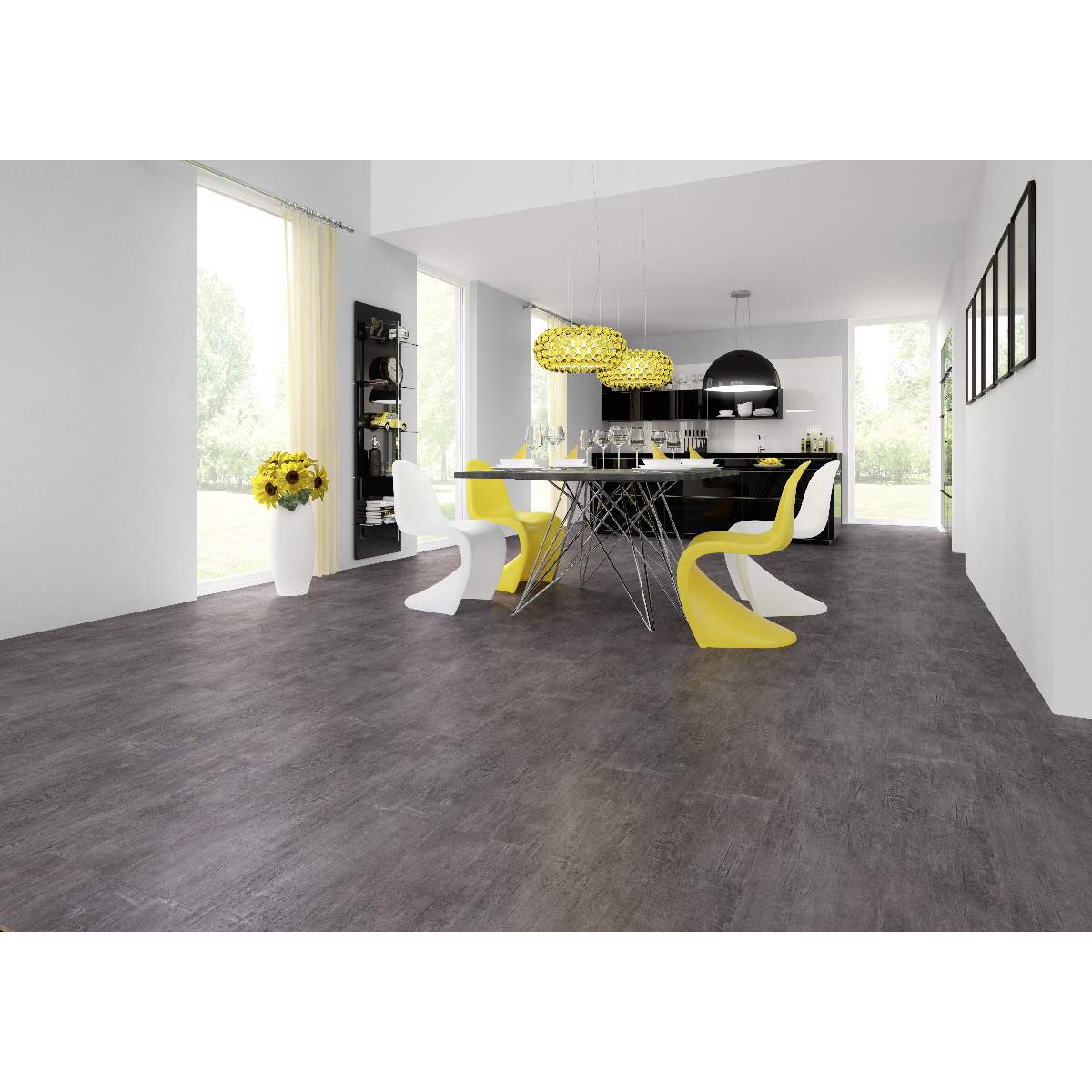 Sol vinyle PVC DESIGN 340 Dryback 457 x 914 x 2 mm Vinyle à coller Aspect pierre carrelage