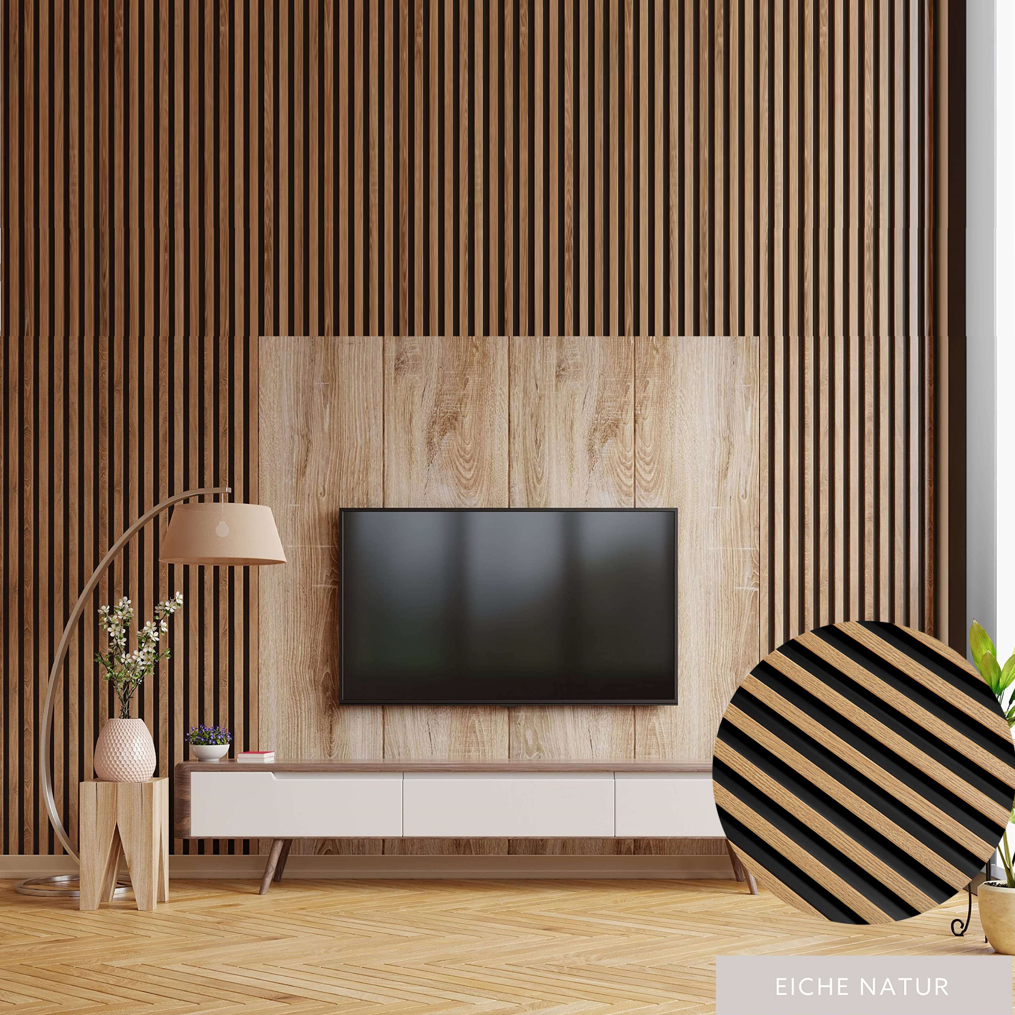 Mardom | Panneaux acoustiques 3D "0049" | H: 2700 mm x B: 120 mm | Chêne Nature | Moderne