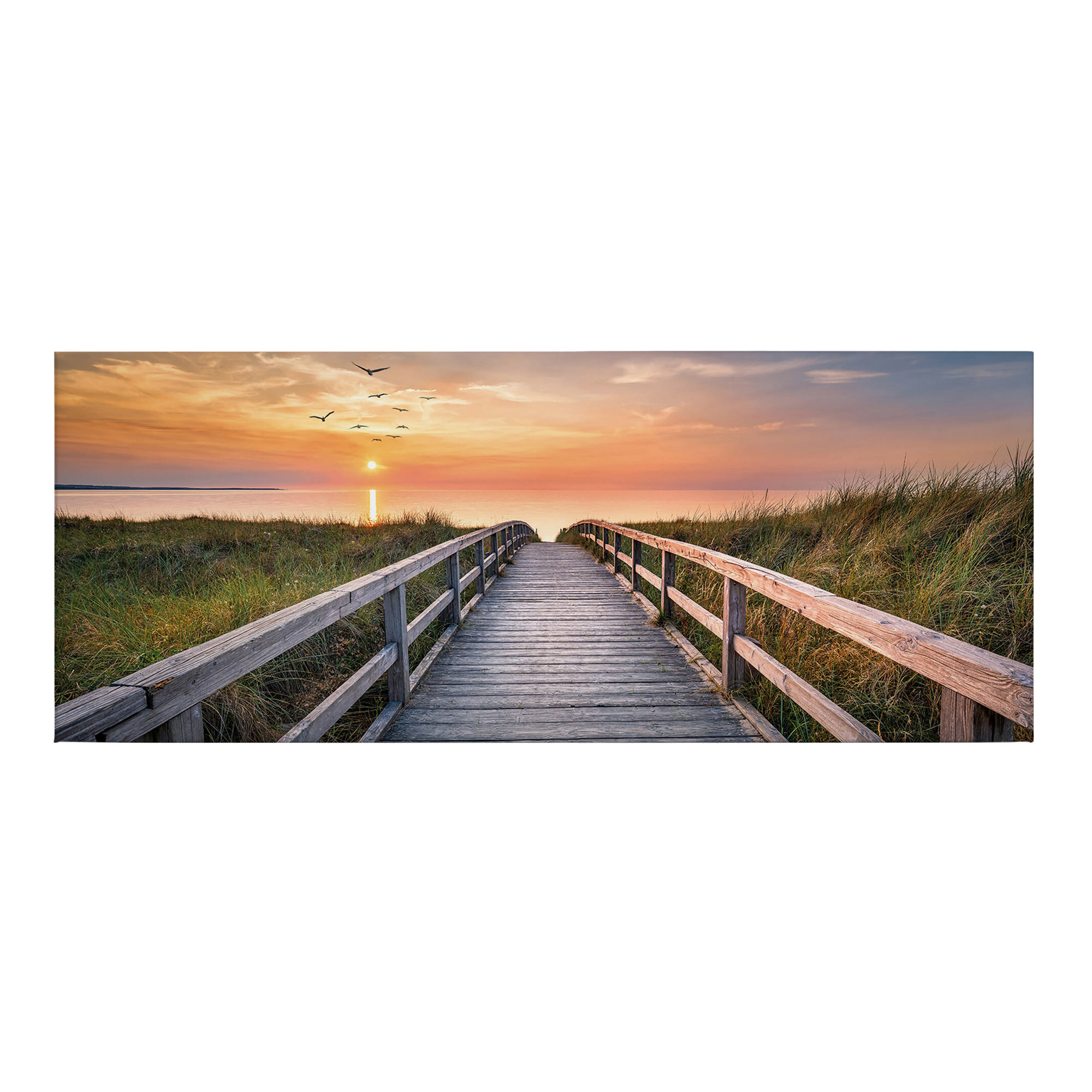 Tadessi Leinwandbild Landschaften Steeg - 40 x 100 cm - M1-No.50454 - Keilrahmen in Grün Orange