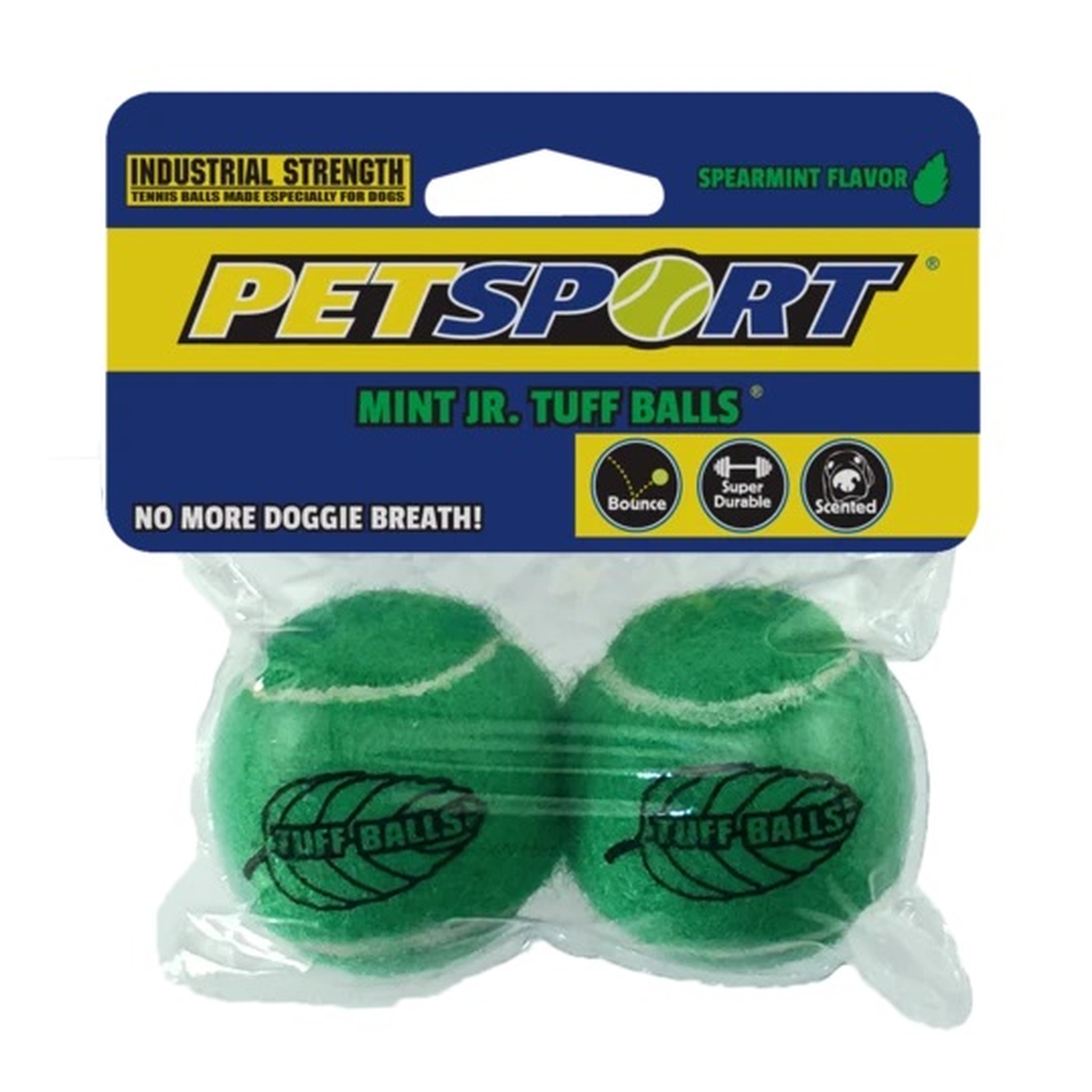 Hundespielzeug | Zahnschonend | dickes Material | 2Stk Tennisball | Grün | Gummi | 4,5cm | Ball