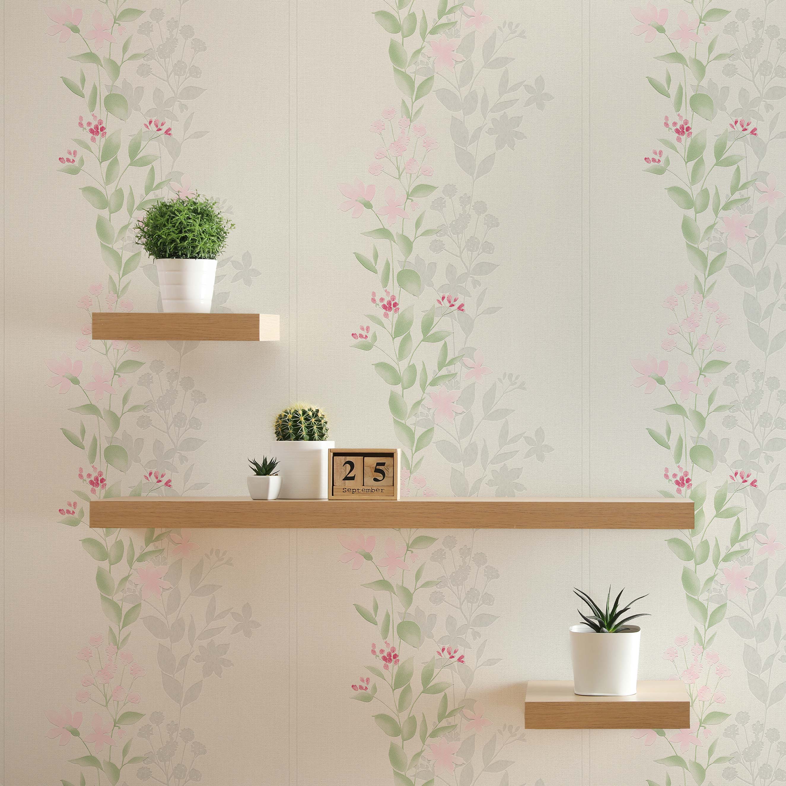 Tapete Blumen Pino M1-No.1328 Vliestapete Grün Rosa Floral Natur