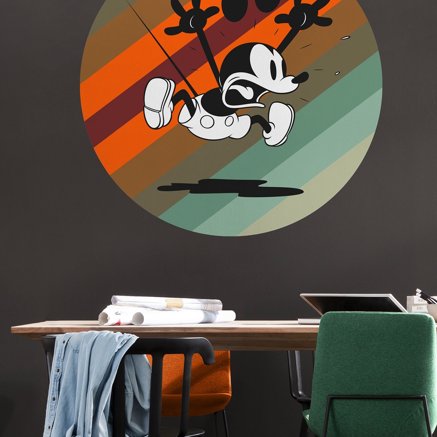 Carta da parati fotografica Komar Disney Dot Mickey Mouse Up and Away 125 x 125 cm Tessuto non tessuto autoadesivo Retro
