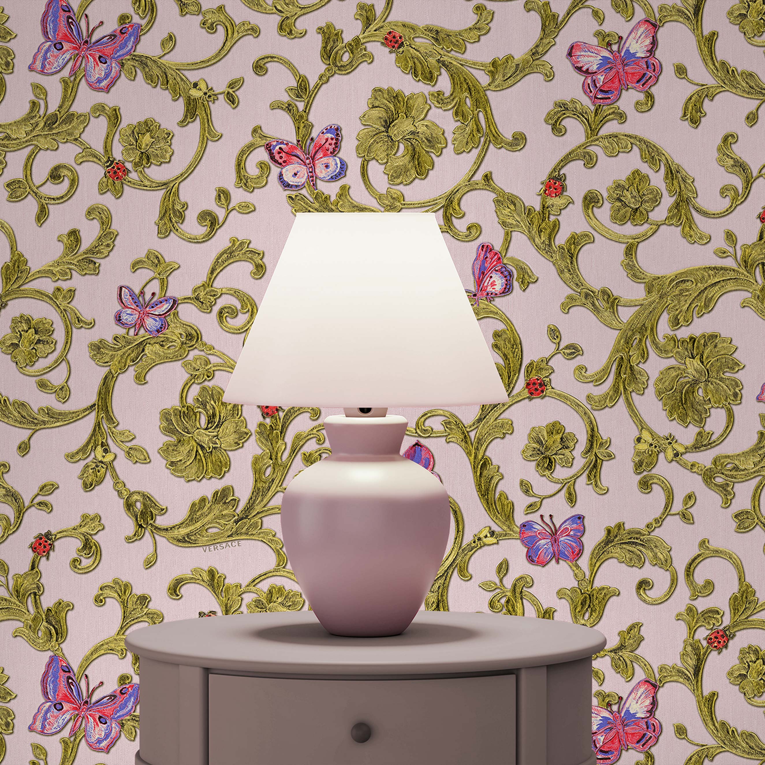 Tapete Barock Raffaele M1-No.85 Vliestapete Rosa Grün Designertapete