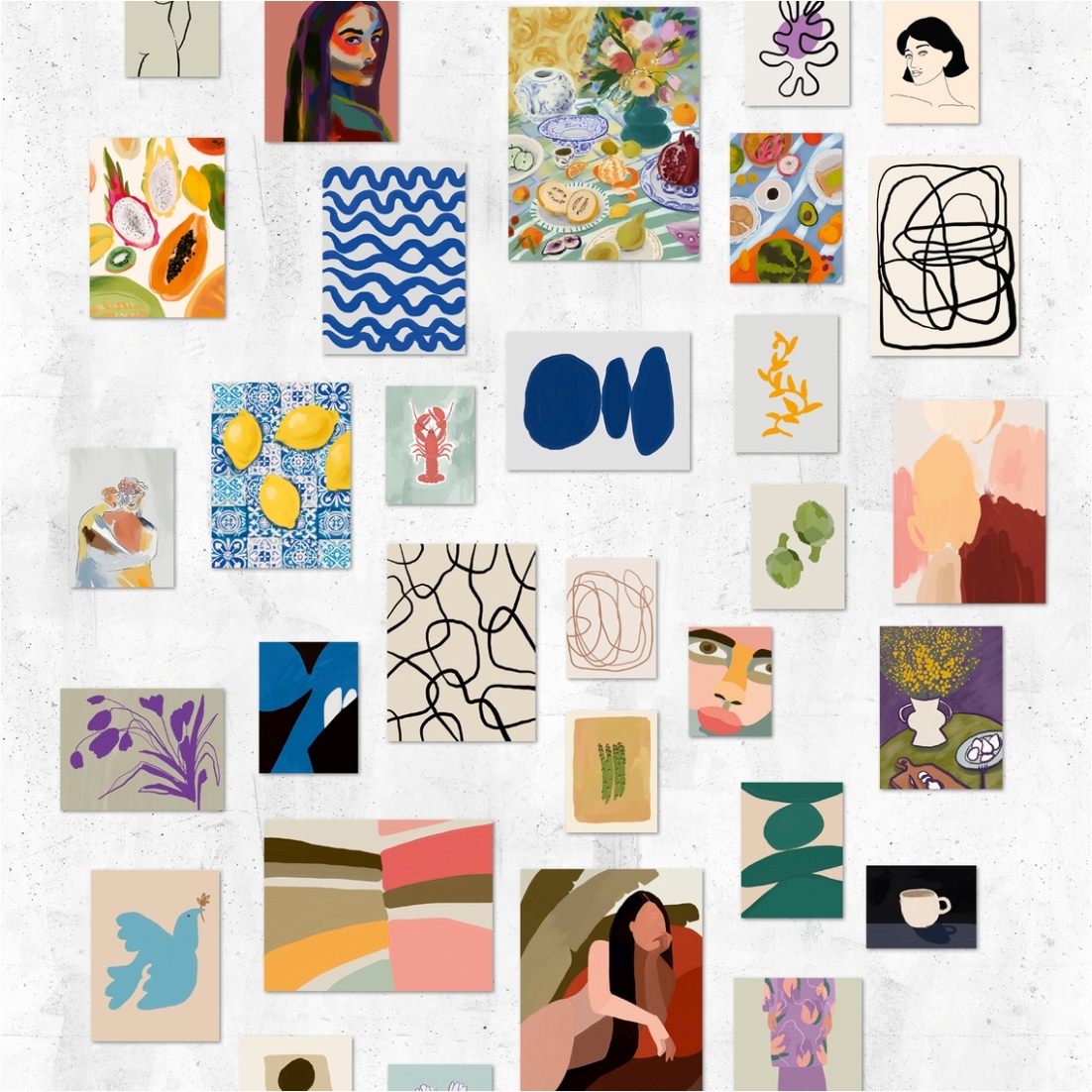Fototapete Bilderwand M1-No.11706 | Vliestapete Abstrakt | Bunt | Weiß | Wohnzimmer | Schlafzimmer