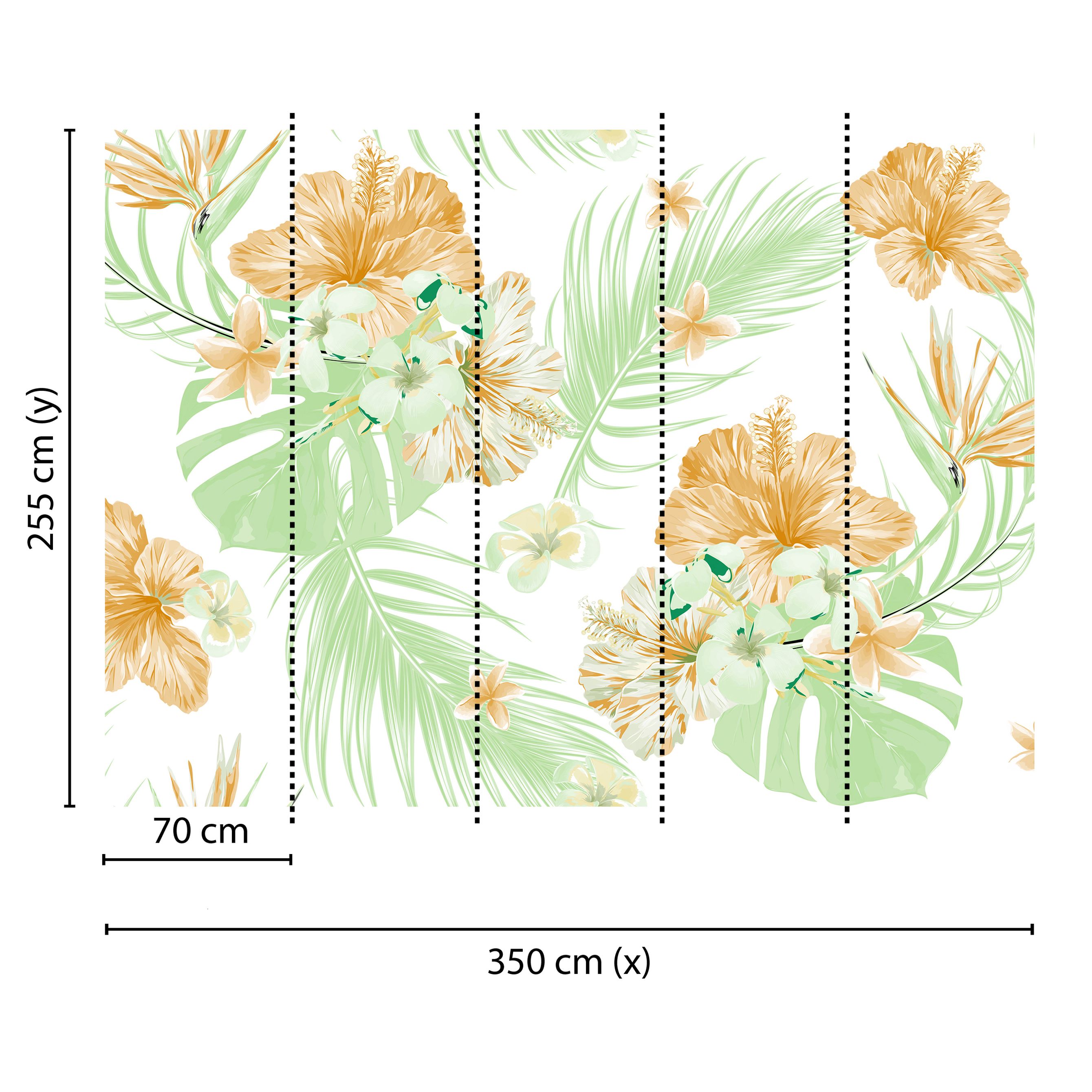 Tadessi Fototapete Blumen M1-No.60498 Digitaldruck Tapete Weiß Grün - Palmen Dschungel