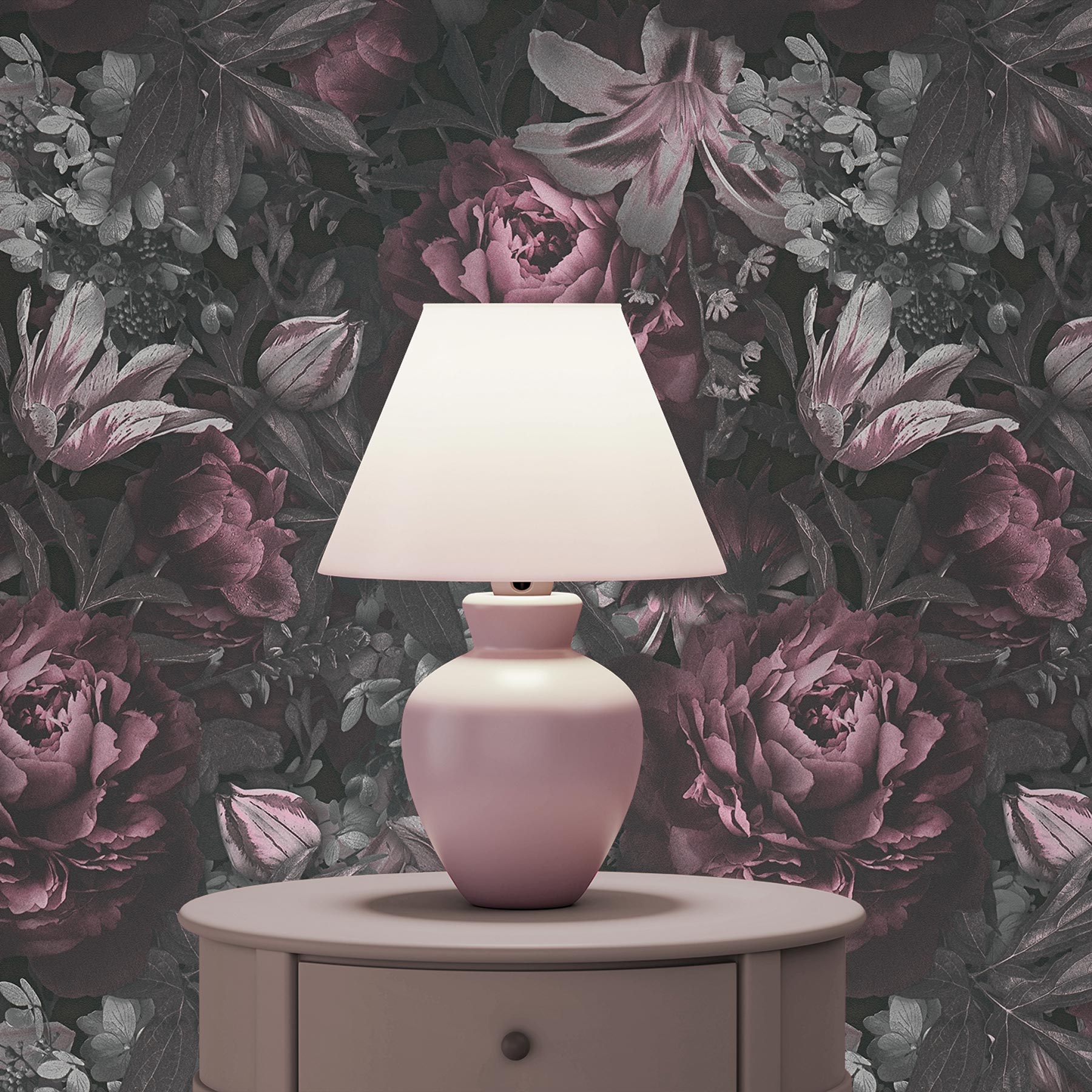 Tapete Blumen Mario M1-No.3455 Vliestapete Rosa Grau Floral Natur
