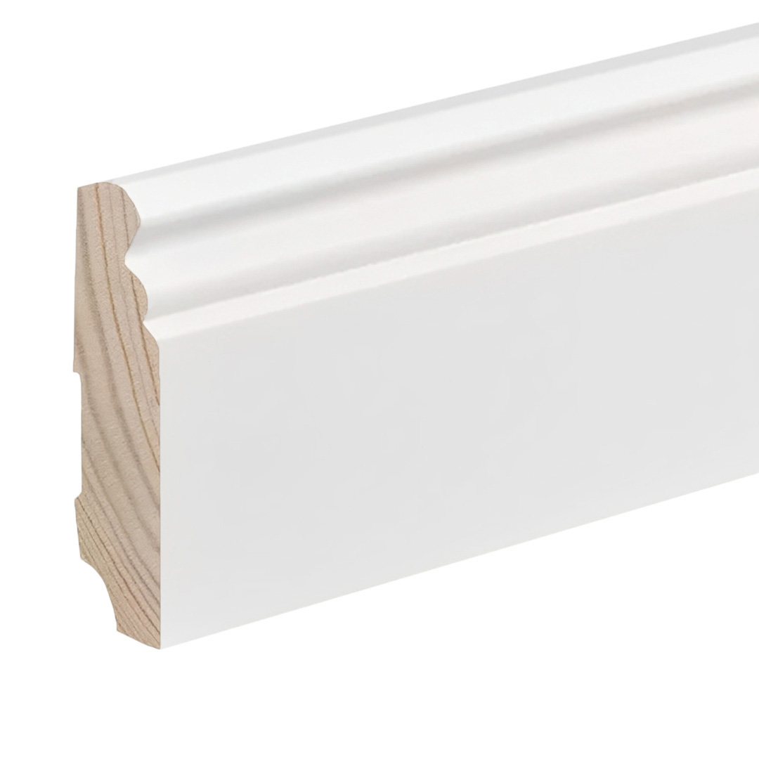 Kosche | Sockelleiste | Massivholz | 76801 | 19 x 96 x 2400 mm | Weiß | Fußleiste | Berliner Profil