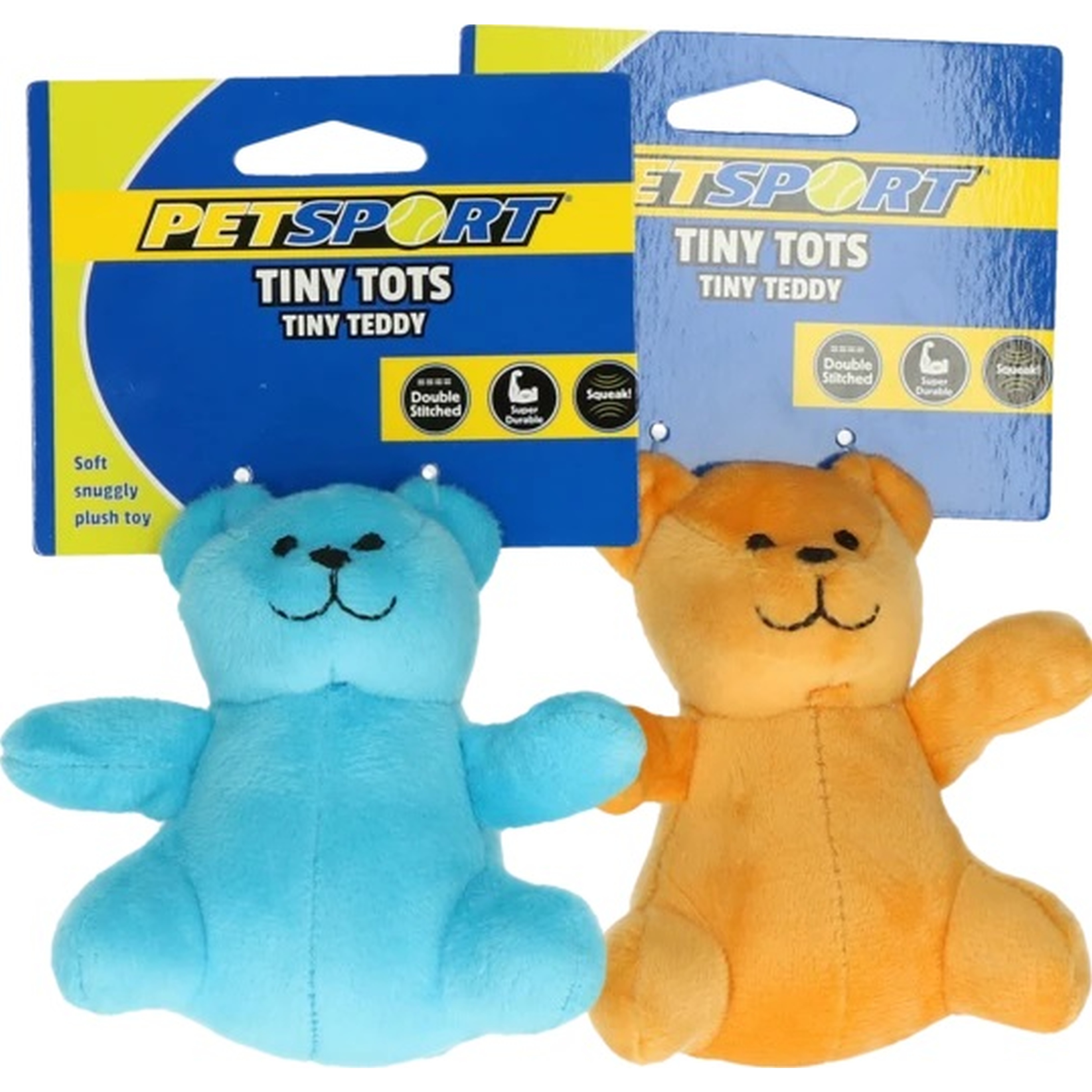Hundespielzeug | Mini-Kuscheltier | Quietscher | Kauspielzeug | 10 cm | Blau | Bär