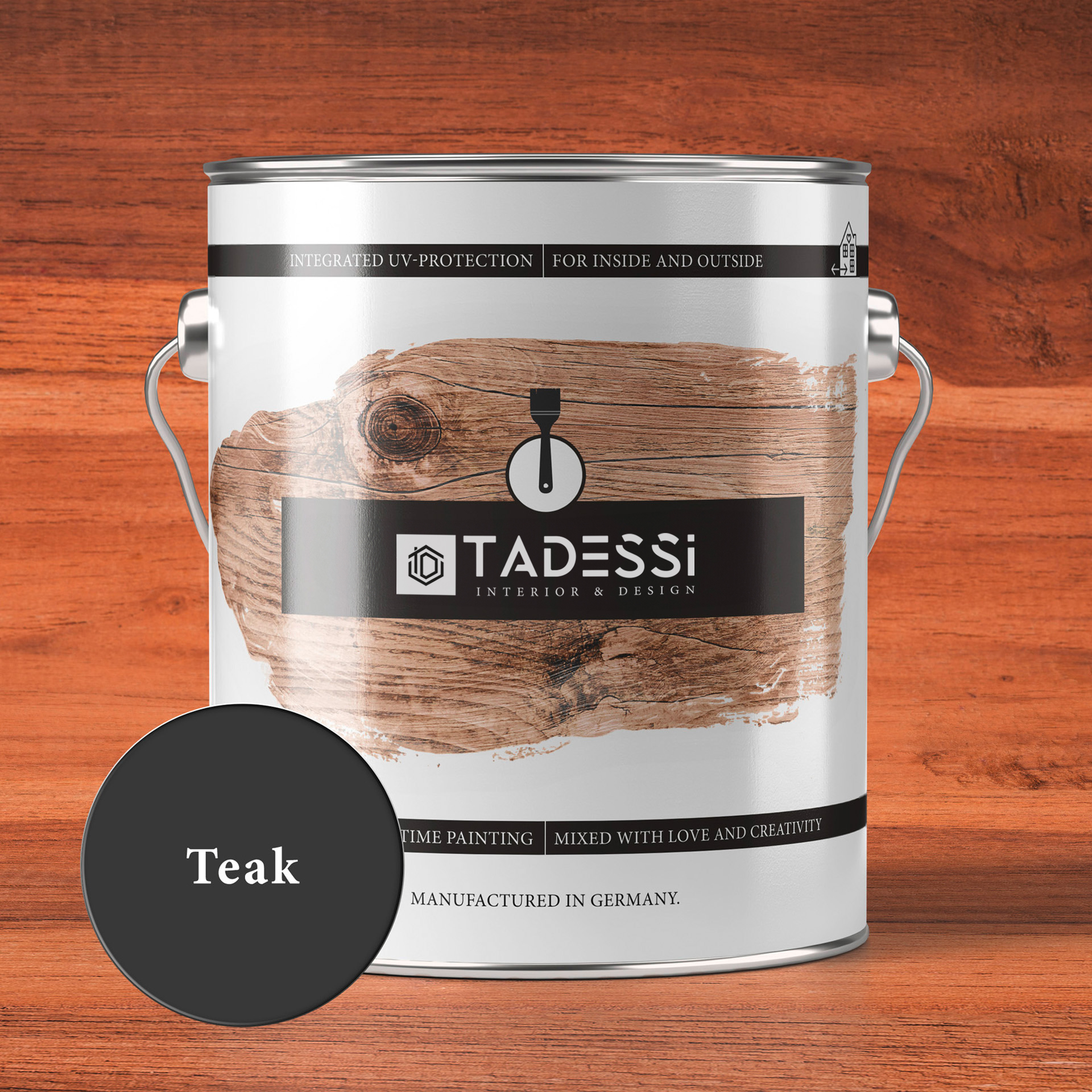Tadessi Holzlasur Teak 2,5l Lösemittelfrei Innen- und Außenbereich Seidenglänzend