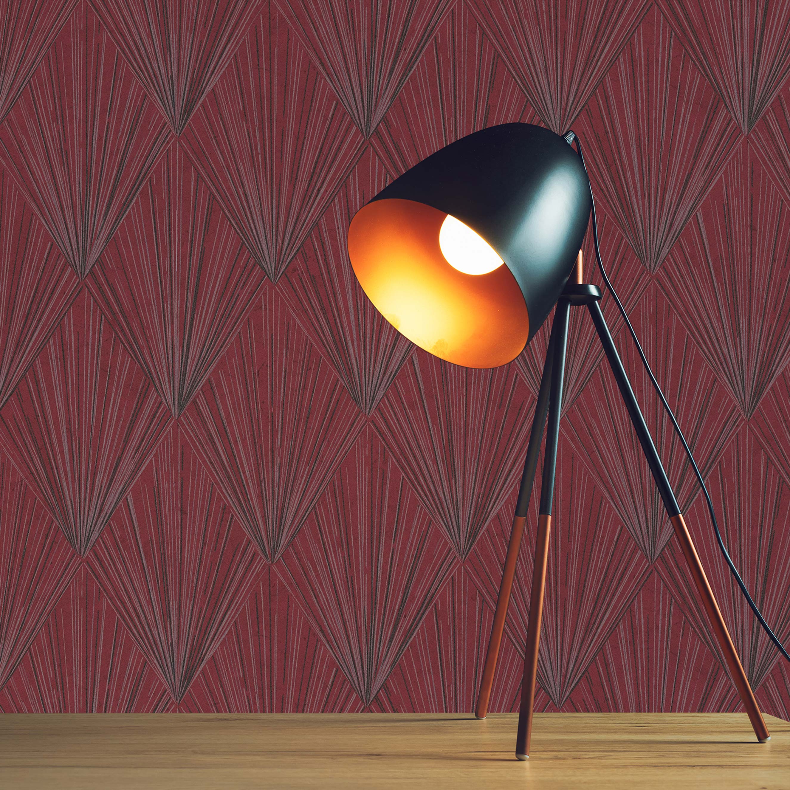 Tapete Grafik Carlo M1-No.1601 Vliestapete Rot Schwarz Geometrisch Modern
