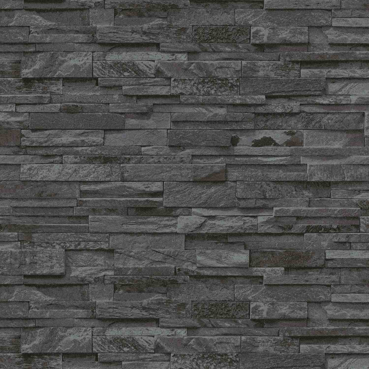 Tapete Stein Vicco M2-No.75 | Vliestapete in Steinoptik | Schwarz | Urban Chic | Moderne Steinwand
