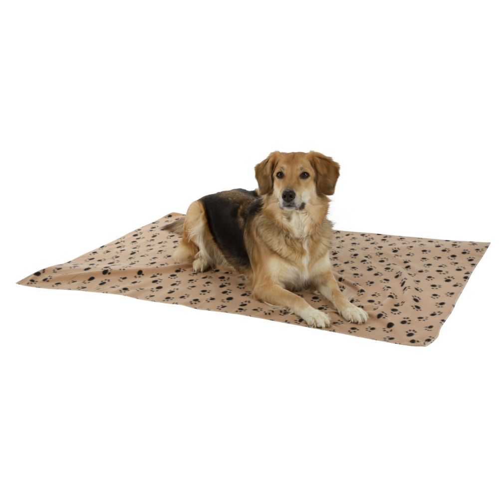 Hundedecke Stella | 140x100cm | beige mit Pfoten