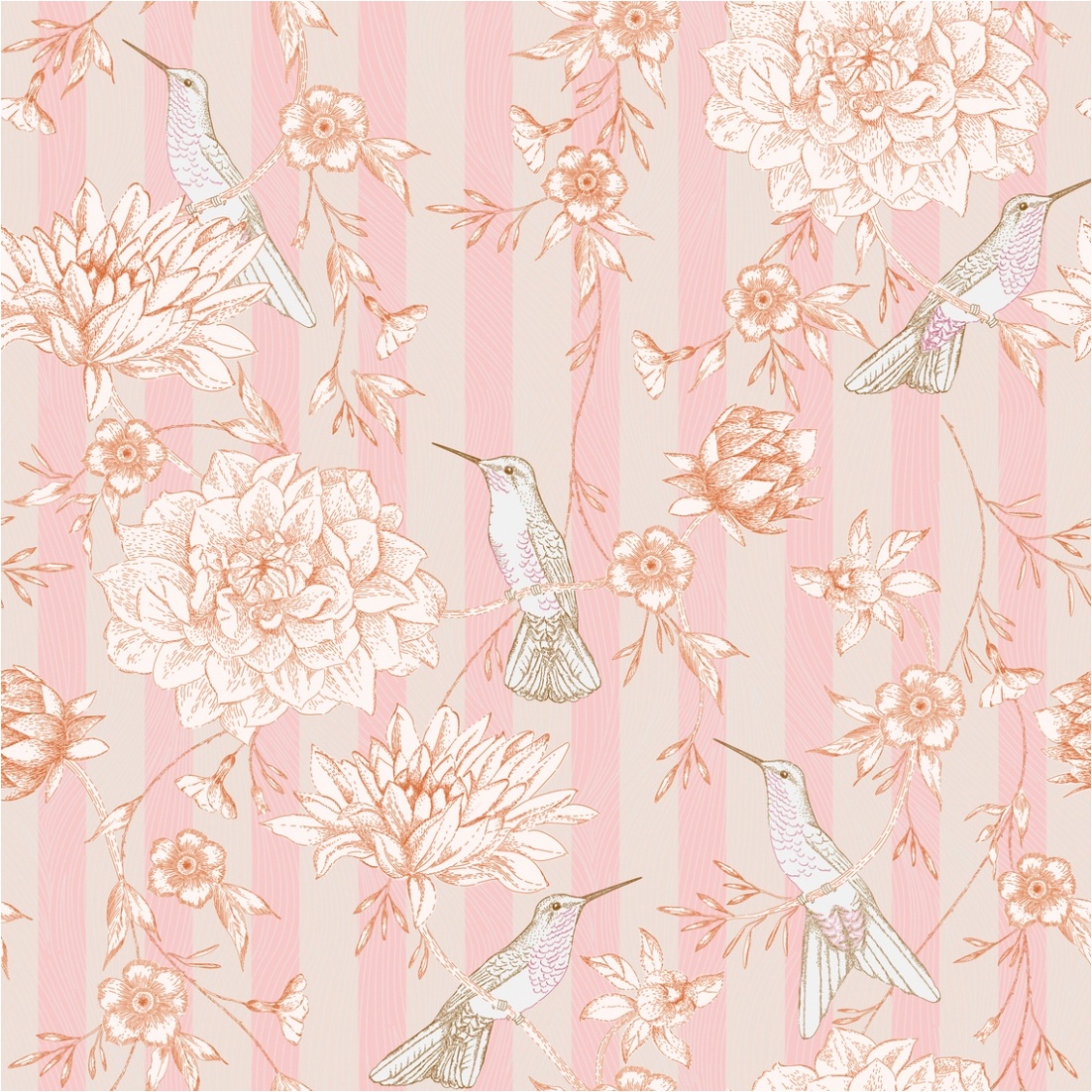 Fototapete Floral M1-No.11616 | Vliestapete Streifen | Rosa | Beige | Wohnzimmer | Küche