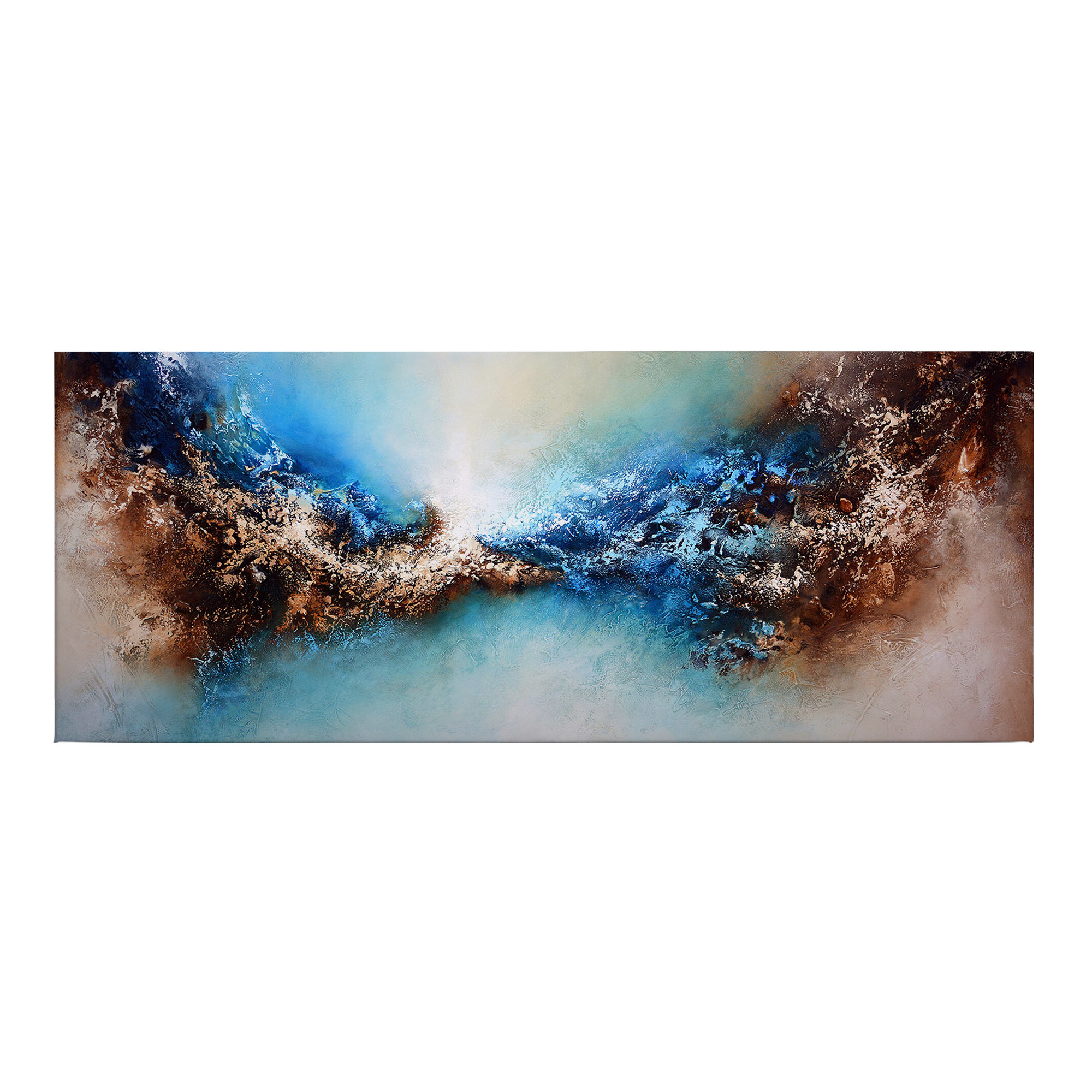 Tadessi Leinwandbild Abstrakt - 40 x 100 cm - M1-No.50487 - Keilrahmen in Blau Braun