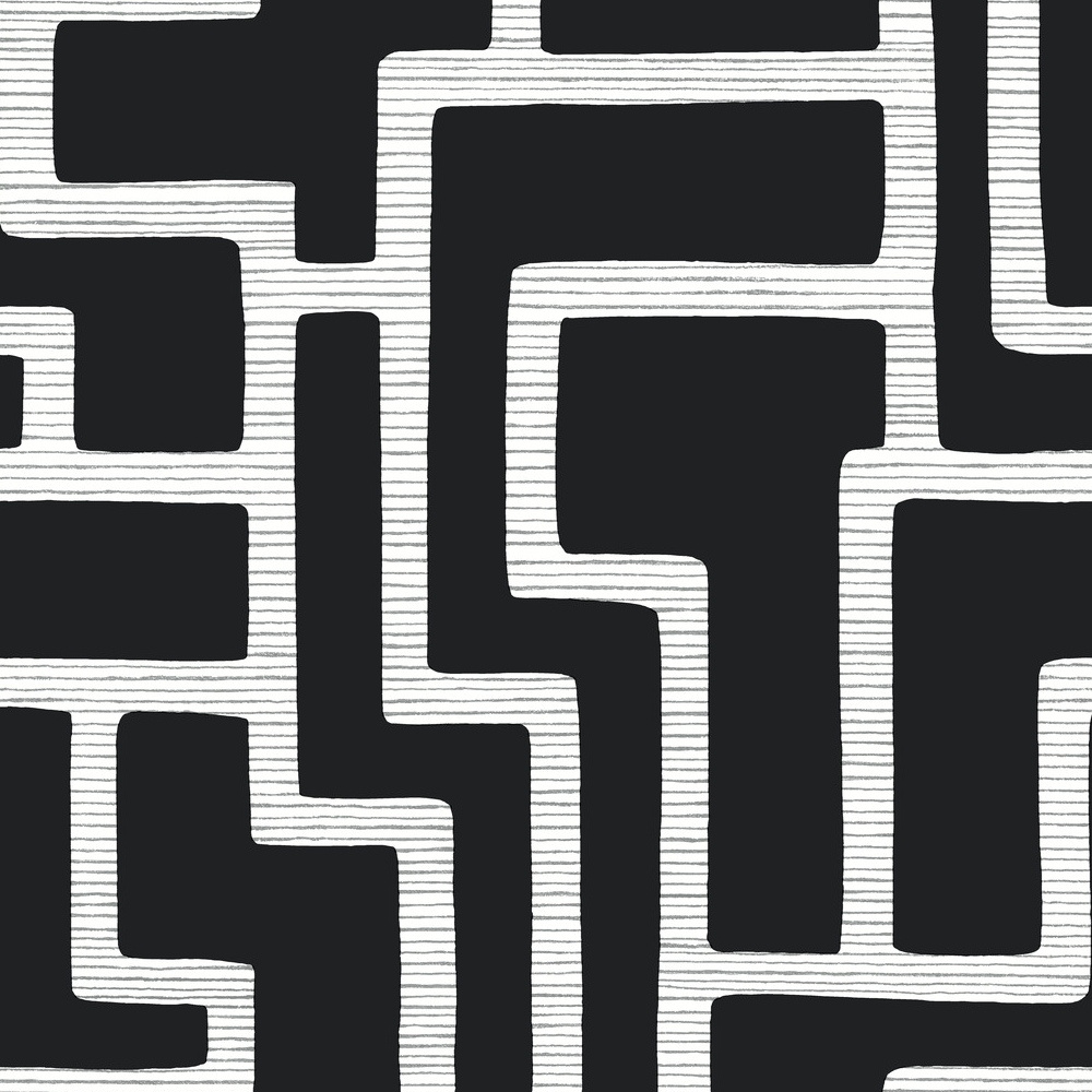 York Wallcoverings | Black and White | BW3831 | Sure Strip tapete | Geometrisch | 0.52 x 10 m