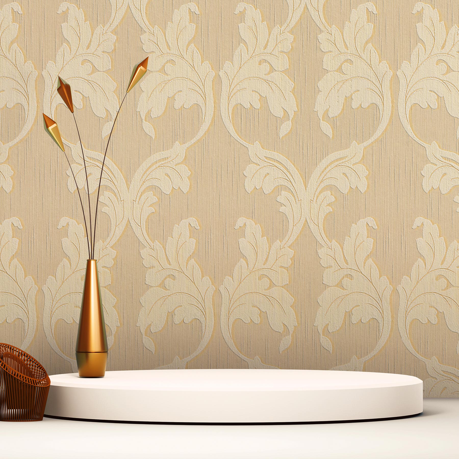 Tapete Barock Nicolo M1-No.3774 | Vliestapete | Beige | Gelb | Klassik | Barocktapete