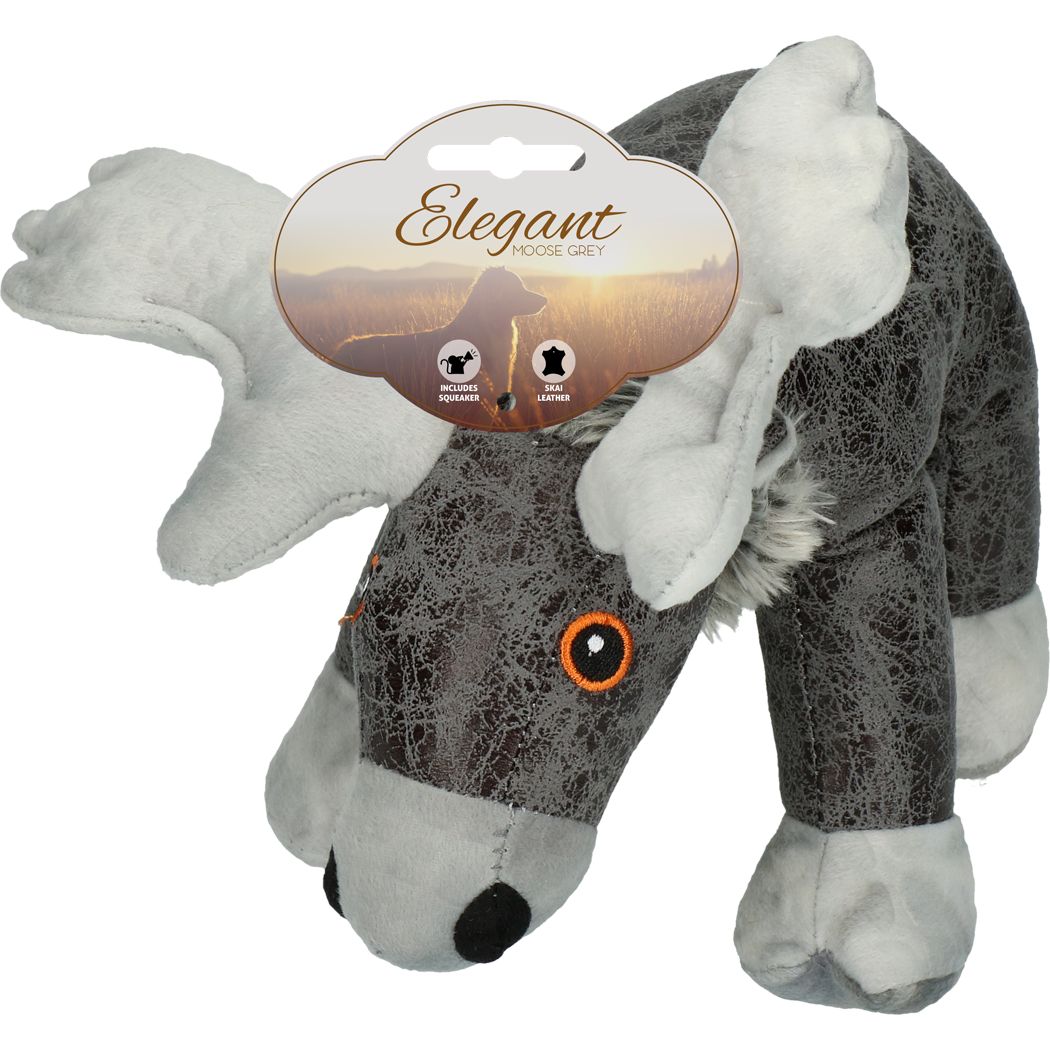Elegant | Hundespielzeug | Elch | Kuscheltier | Kunstleder | versch. Farben | mit Quietscher