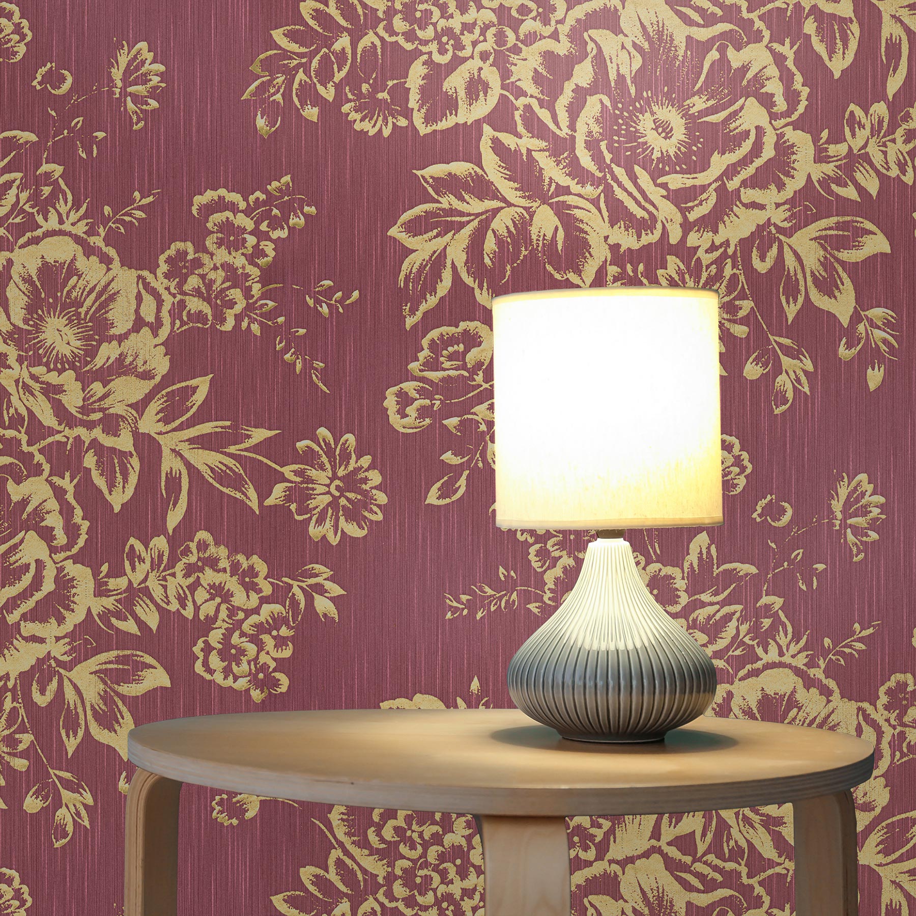 Tapete Blumen Florentin M1-No.2168 | Vliestapete | Gold | Rot | Floral | Abstrakt