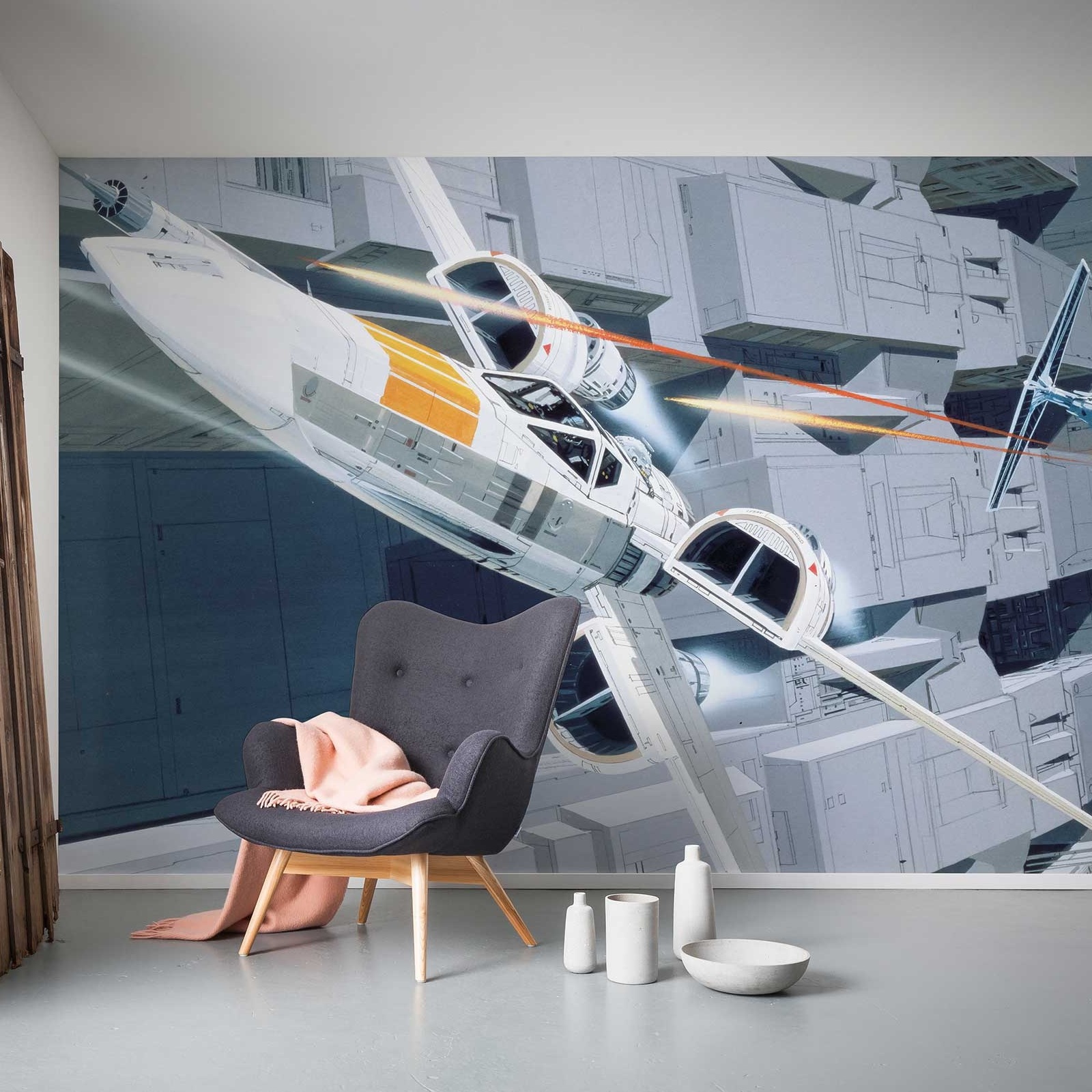 Komar Fototapete Star Wars X-Wing vs TIE-Fighter 250 x 500 cm Vlies Piloten Kampf Raumschiff