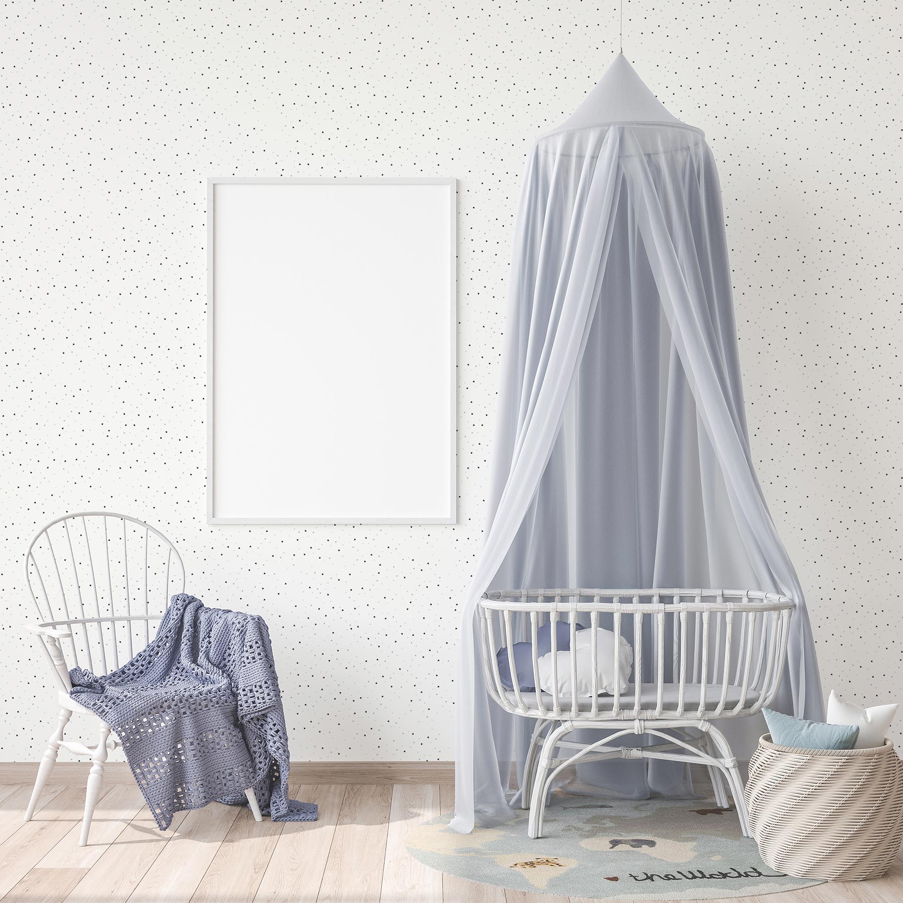 Tapete Kinderzimmer M1-No.734 Vliestapete Blau Weiß Sterntapete