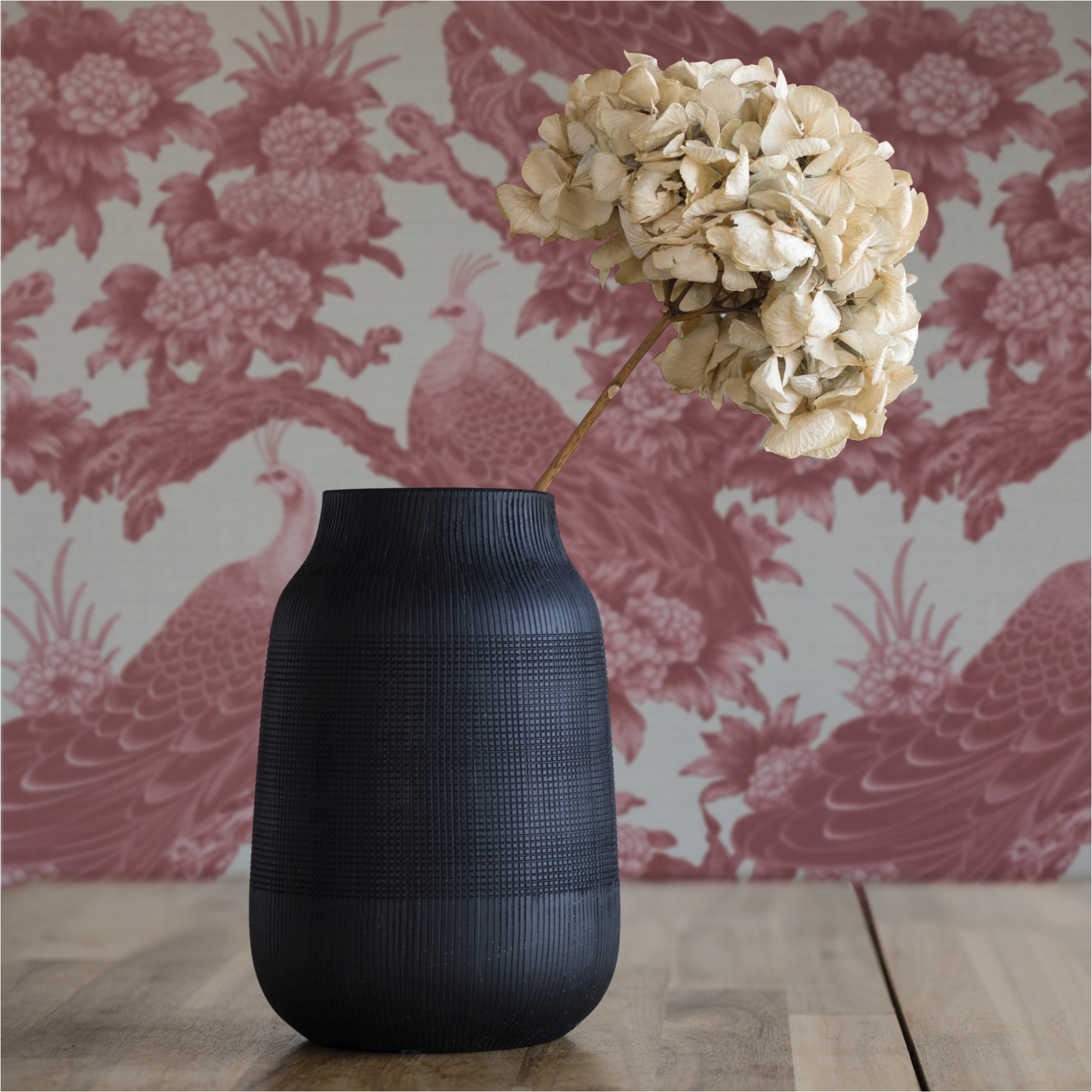 Tapete Floral M1-No.11818 | Vliestapete Vögel | Rot | Creme | Natur | Wohnzimmer | Schlafzimmer