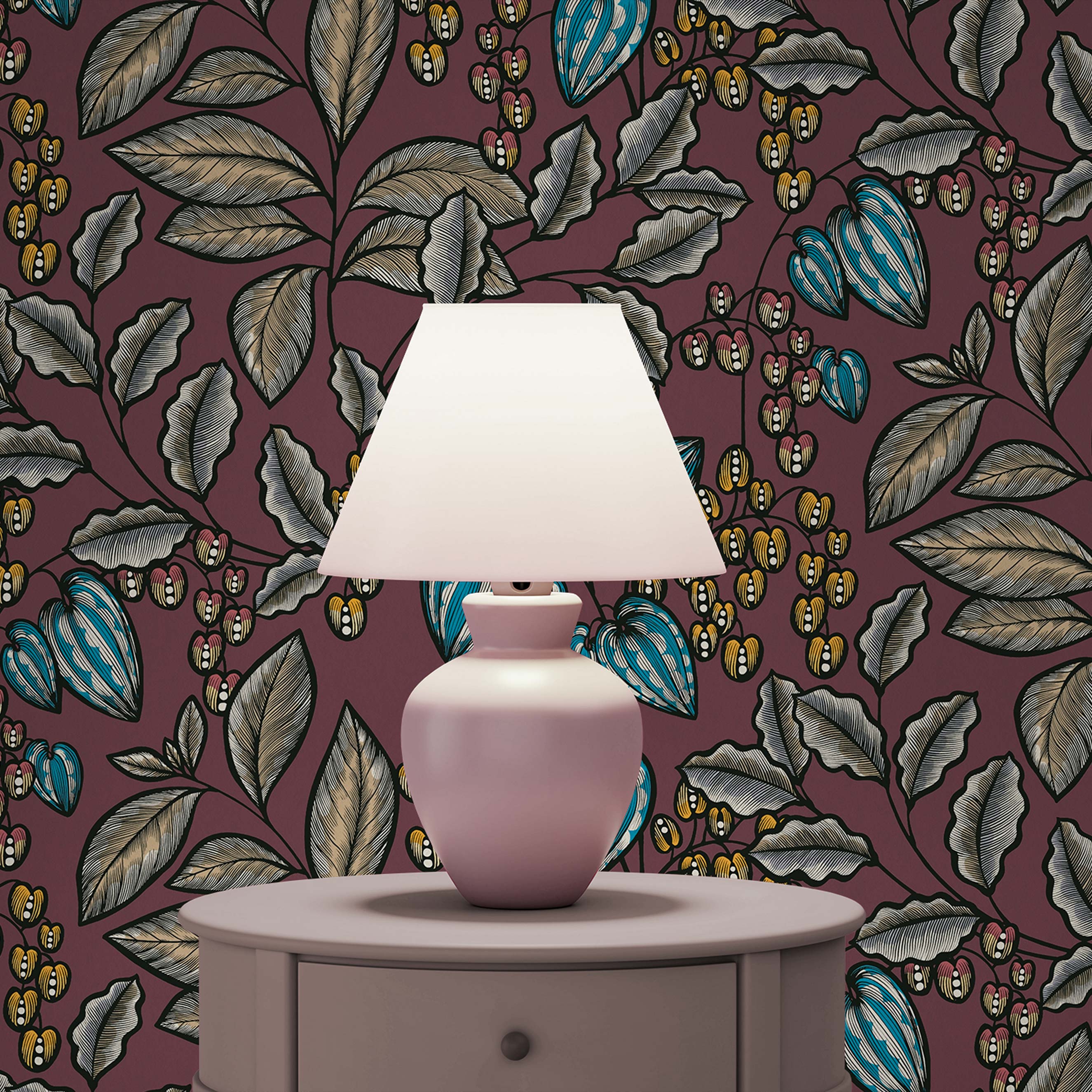 Tapete Blumen Mario M1-No.1449 Vliestapete Rot Beige Floral Natur