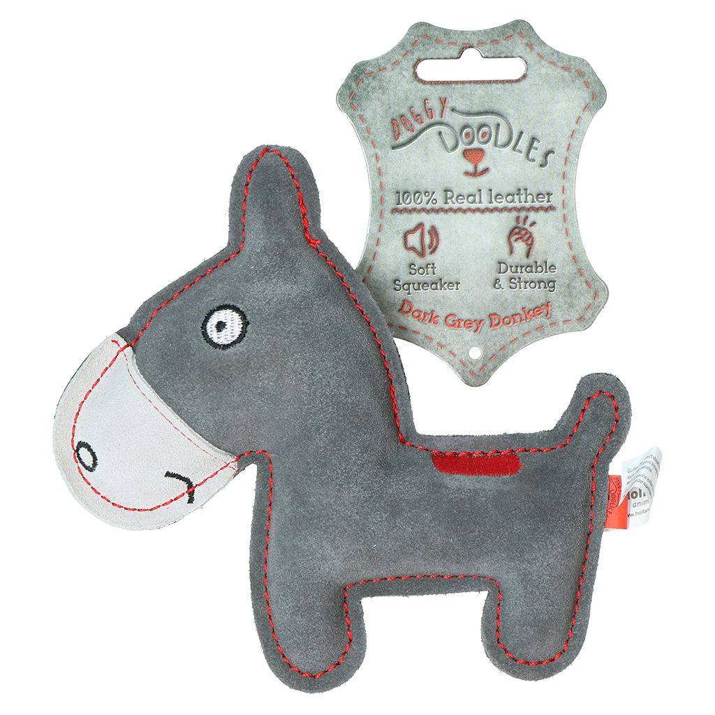 Doggy Doodles | Hundespielzeug | Donkey | Kuscheltier | Rindsleder | versch. Farben