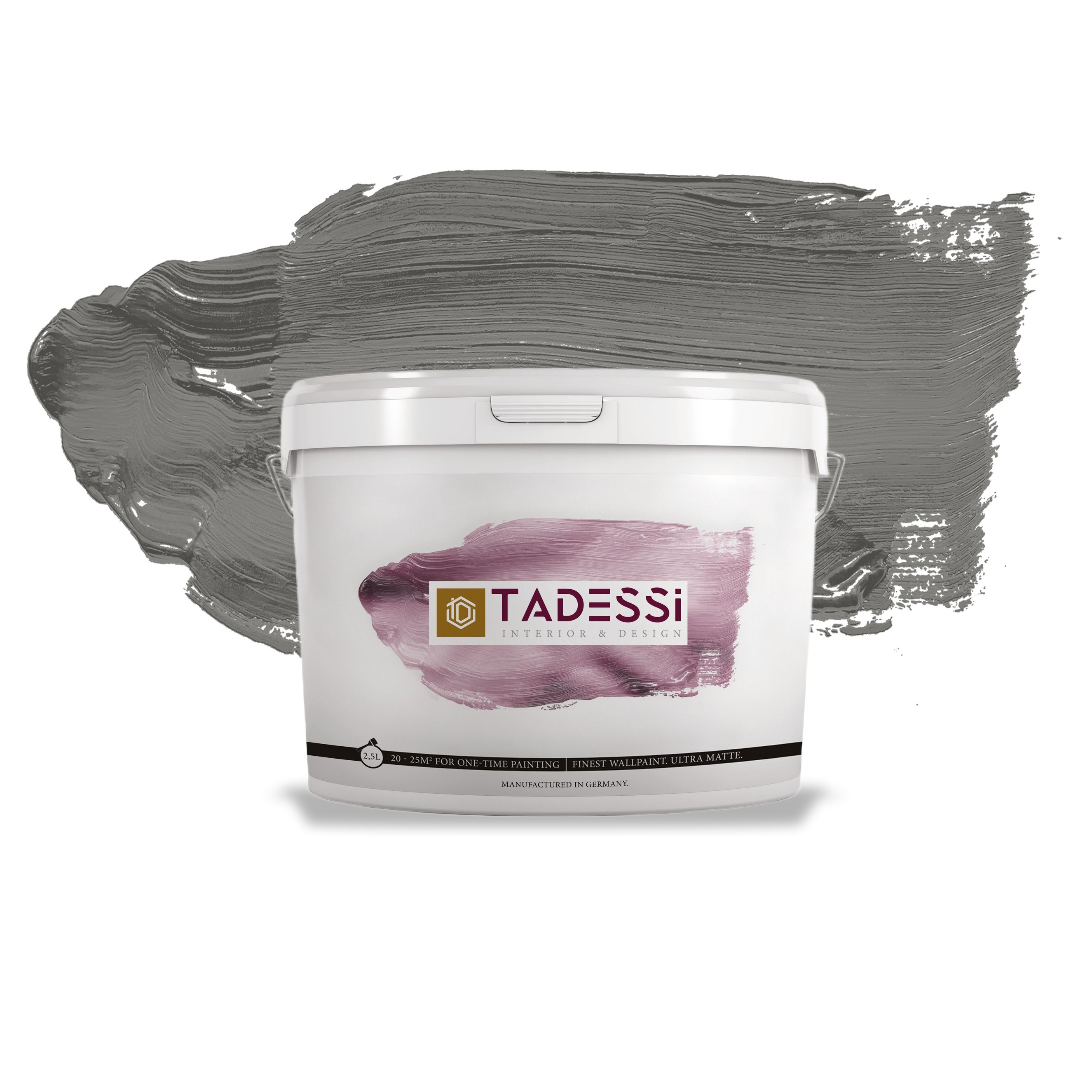 TADESSI Color Vista - Wandfarbe Grau - Basaltgrau - Matte Innenfarbe - Hochwertige Dispersionsfarbe