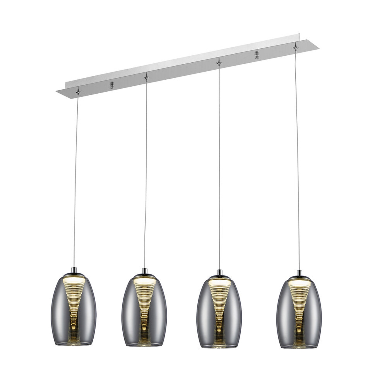 LED Pendelleuchte 121 x 11.5 x 72 cm Grau Glas Pendellampe Oval Modern Lichtfarbe: Warmweiß dimmbar