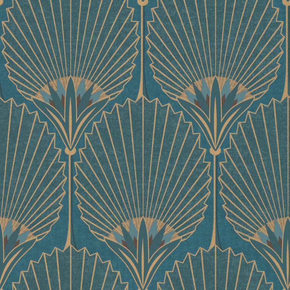Grandeco | Asperia | A54902 | Intissé Papier peint | Baroque | 10.05 x 0.53 m | Bleu