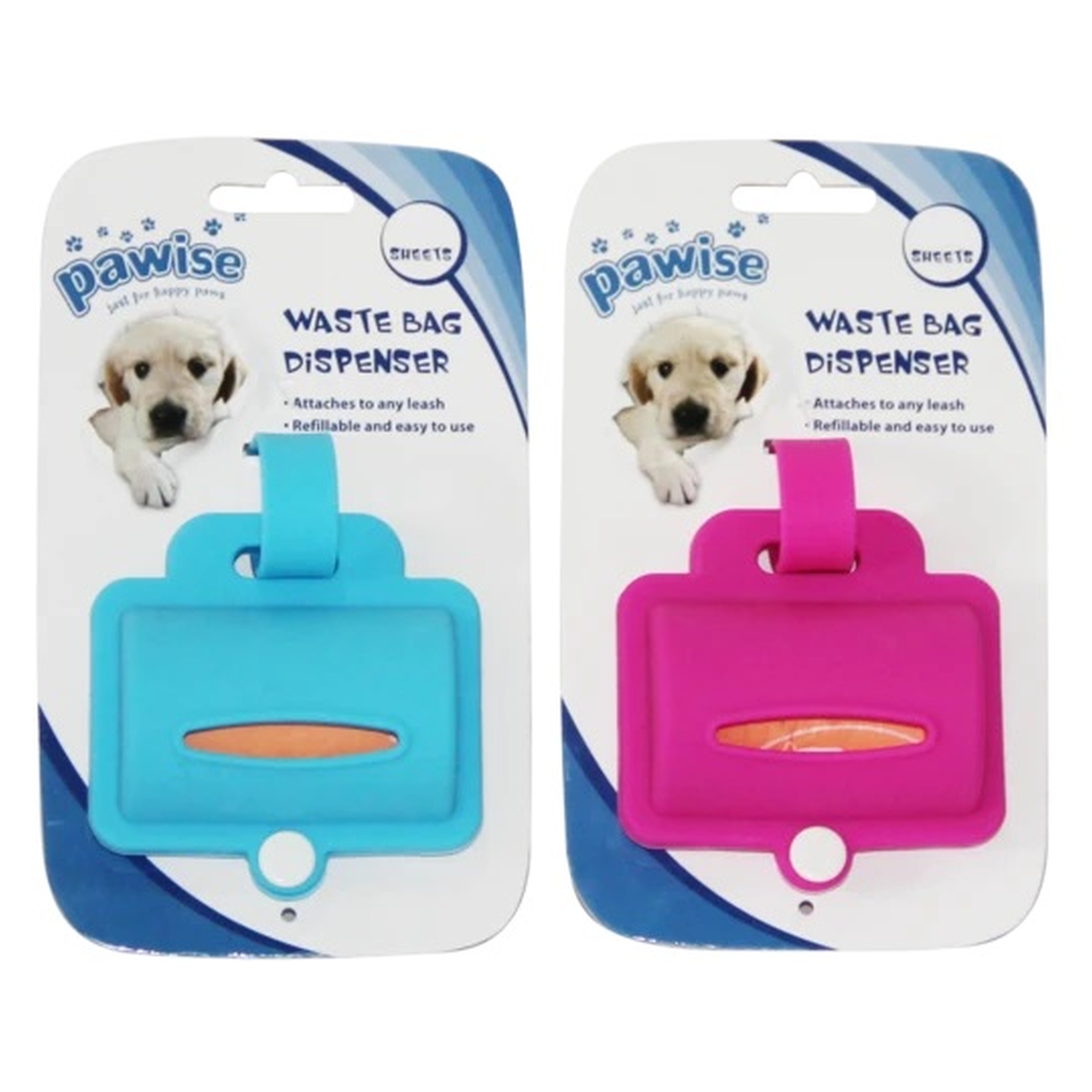 Hundezubehör | Kotbeutelspender | abbaubar | Kotbeutel | Blau | Rosa | Silikon