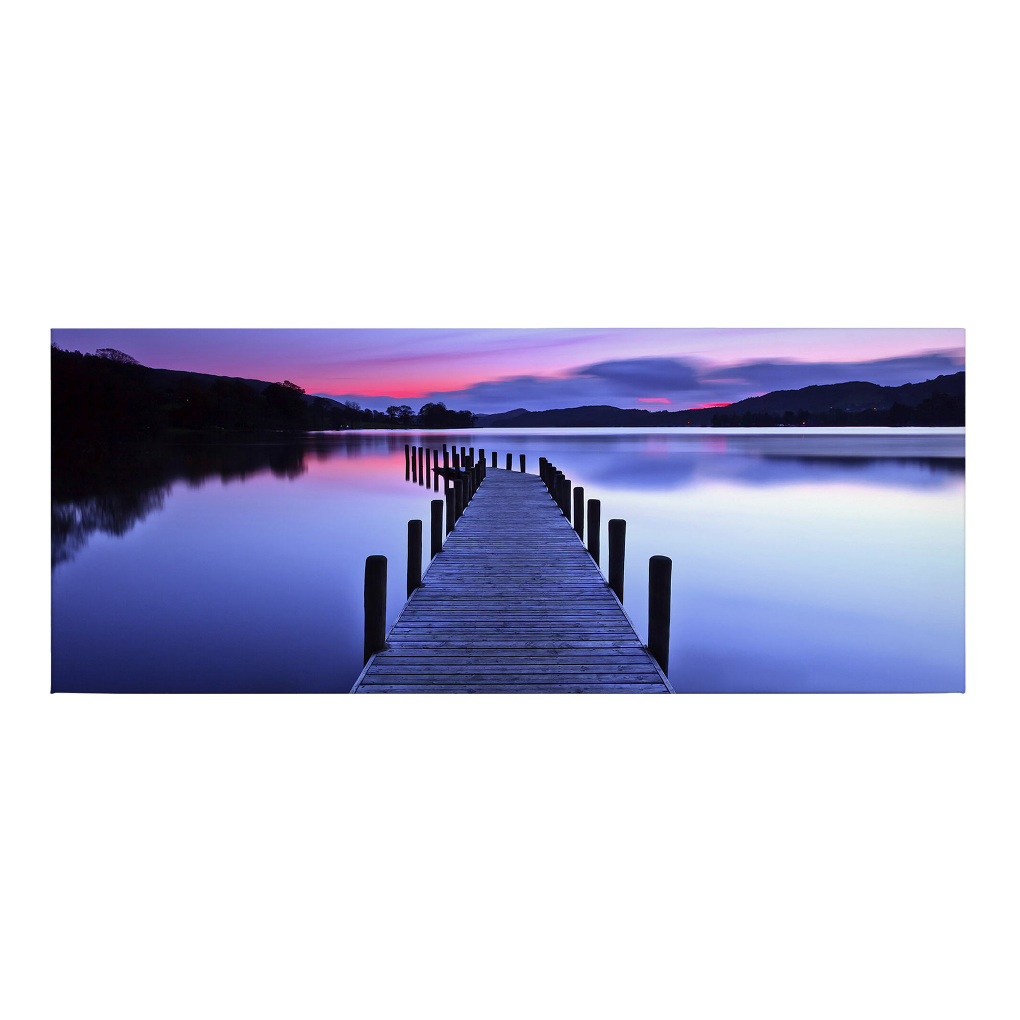 Tadessi Leinwandbild Steeg See - 40 x 100 cm - M1-No.50479 - Keilrahmen in Blau Lila