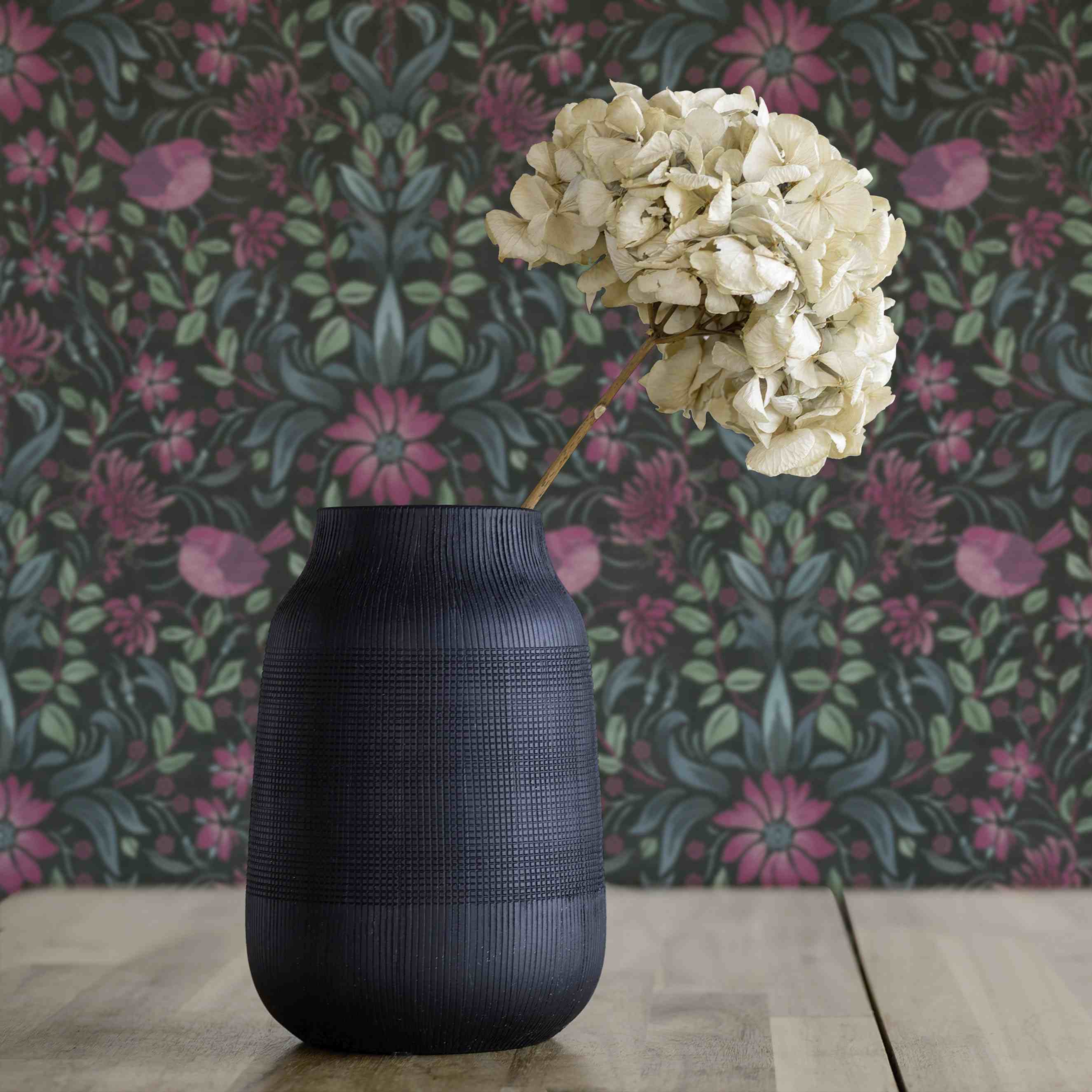 Tapete Valentin Blumen M1-No.4303 Vlies Schwarz Pink Floral Tadessi 10.05 x 0.53 m