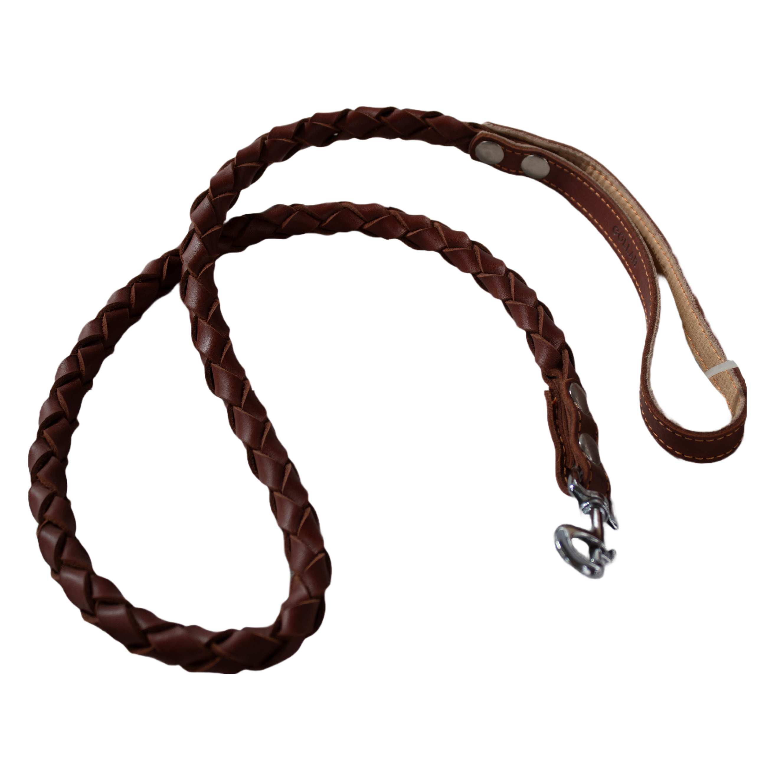 Hundeleine | Braun | 122 cm Länge | geflochtene Lederleine für Hunde | Rundgewebe