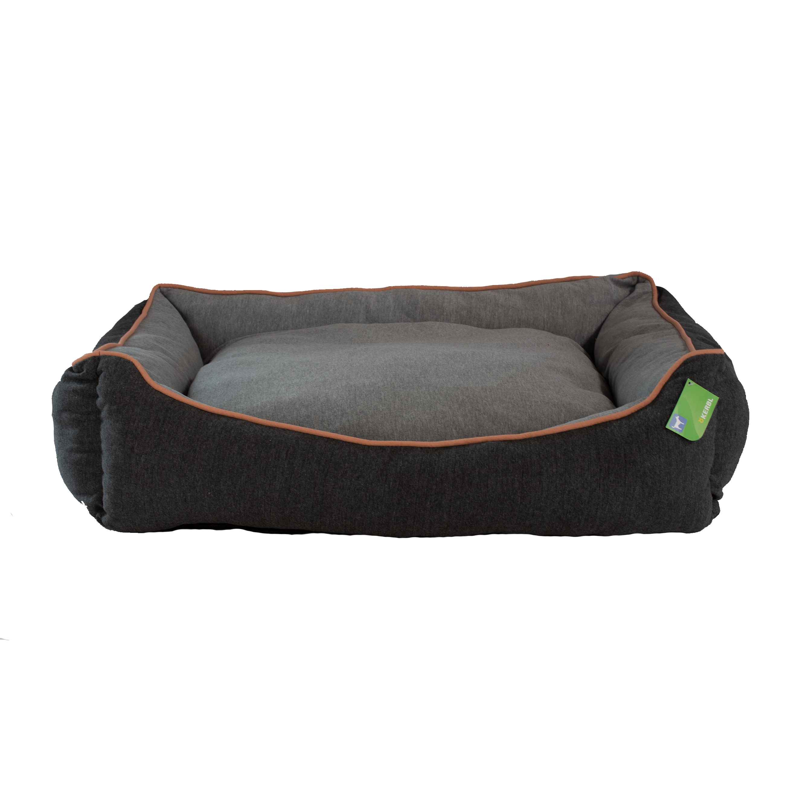 Hundebett Kodiak | Grau- Lachsfarben | 75x60x25cm | Kuschelhundebett | Mit Wendekissen