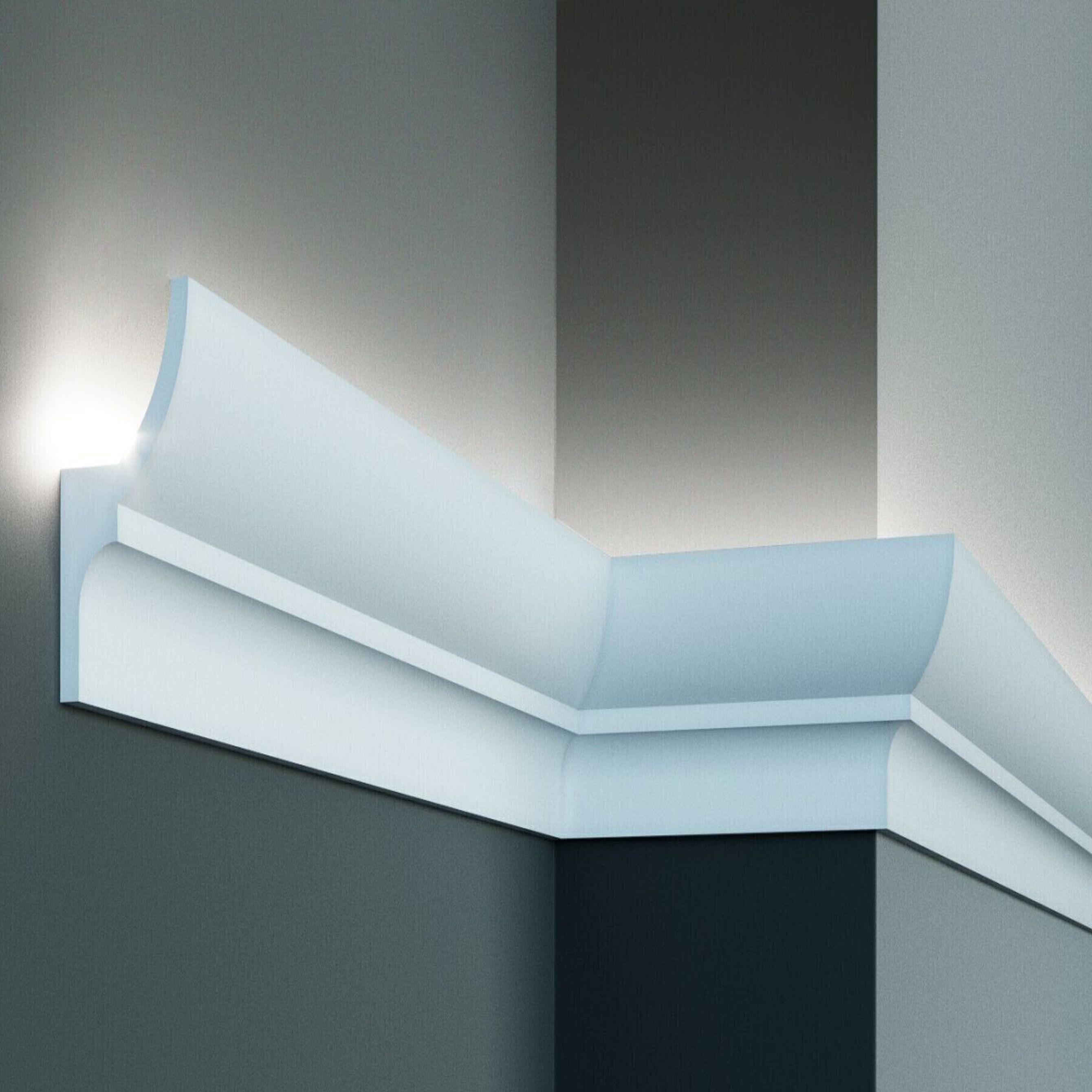 Elite Decor Lichtleiste KF712| Polyurethan 100 x 55 x 2000 mm Weiß Styropor Zierleiste