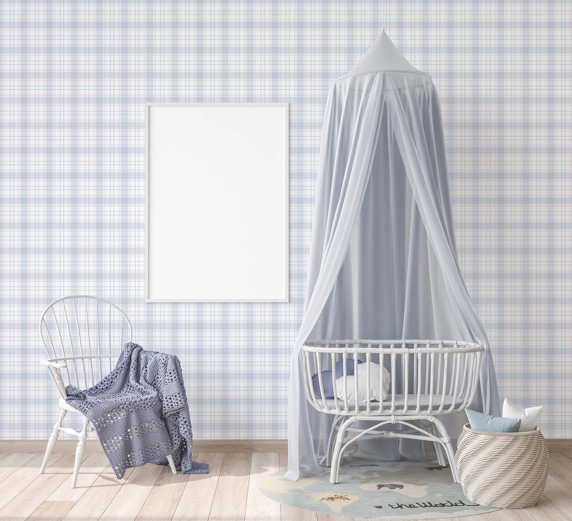 Tapete Kinderzimmer M1-No.733 Vliestapete Rosa Grau Kariert Geometrisch