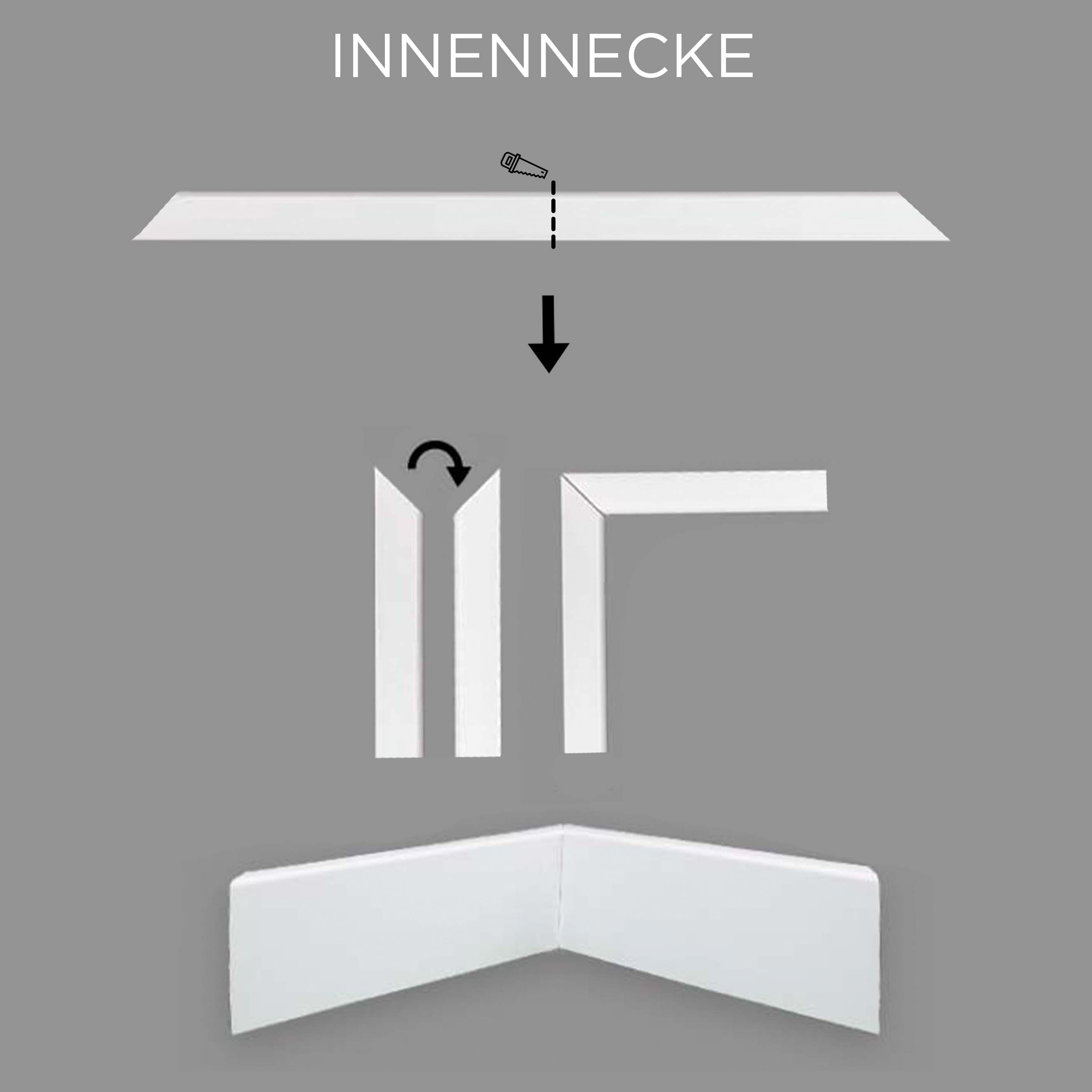 Kosche | Angle intérieur pour plinthe Cremona-7 | MDF | 71577 | 19 x 50 mm | Blanc | Feuilleté